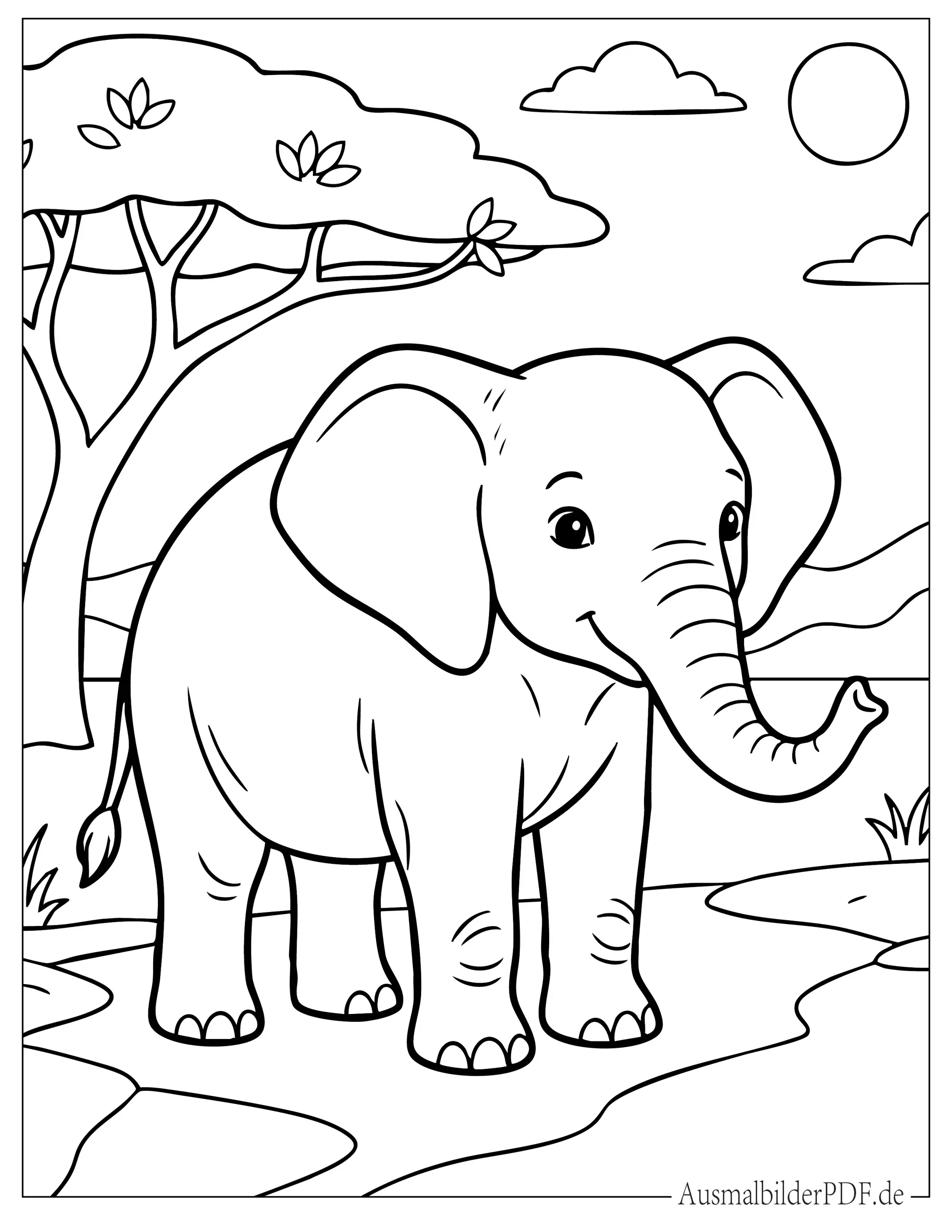 Einfaches Elefant Ausmalbild für Kinder