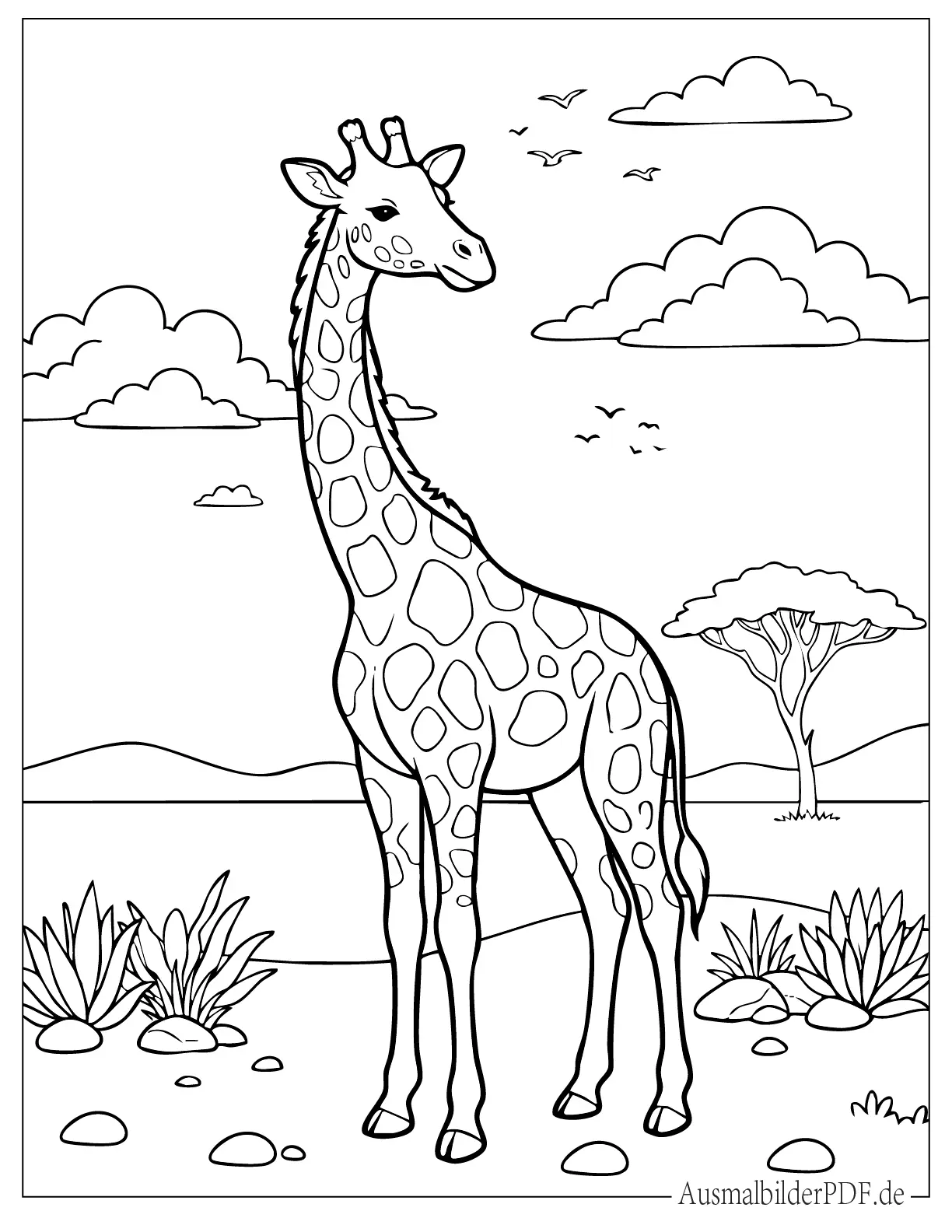 Einfaches Giraffe Malvorlage für Kinder