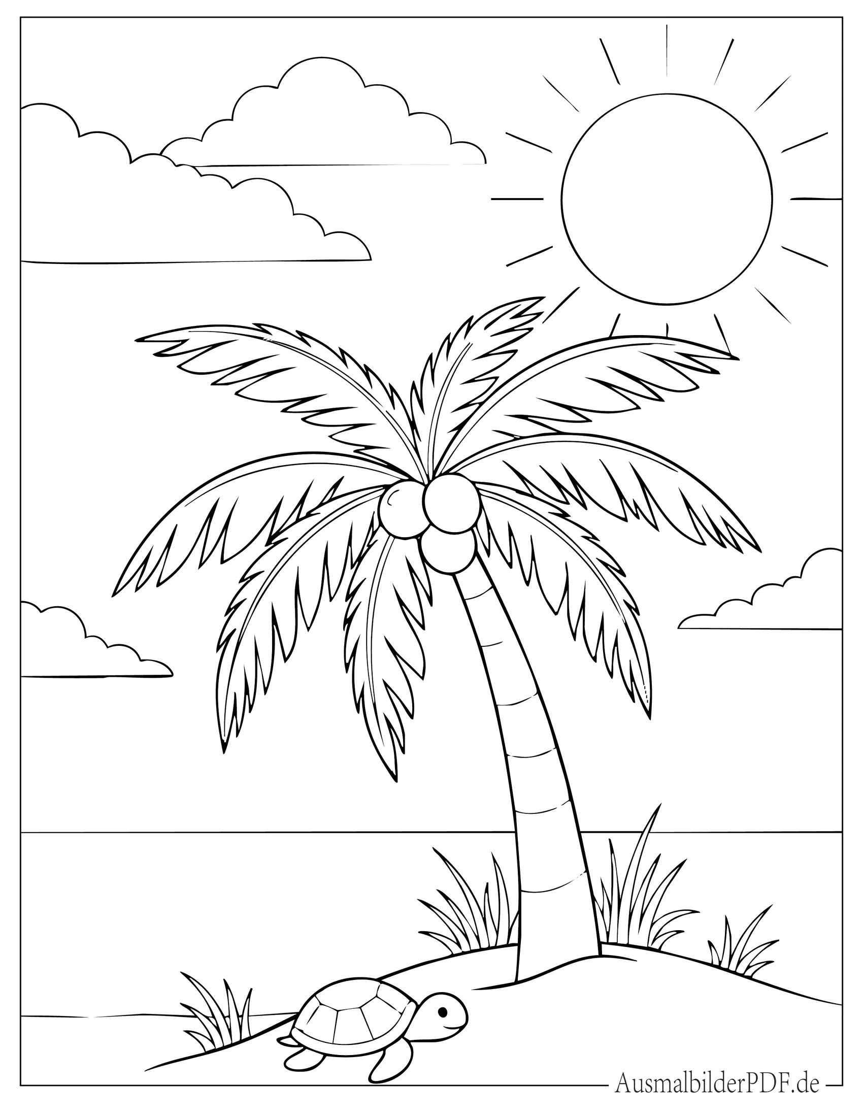 Einfache Palme Malvorlage für Vorschulkinder