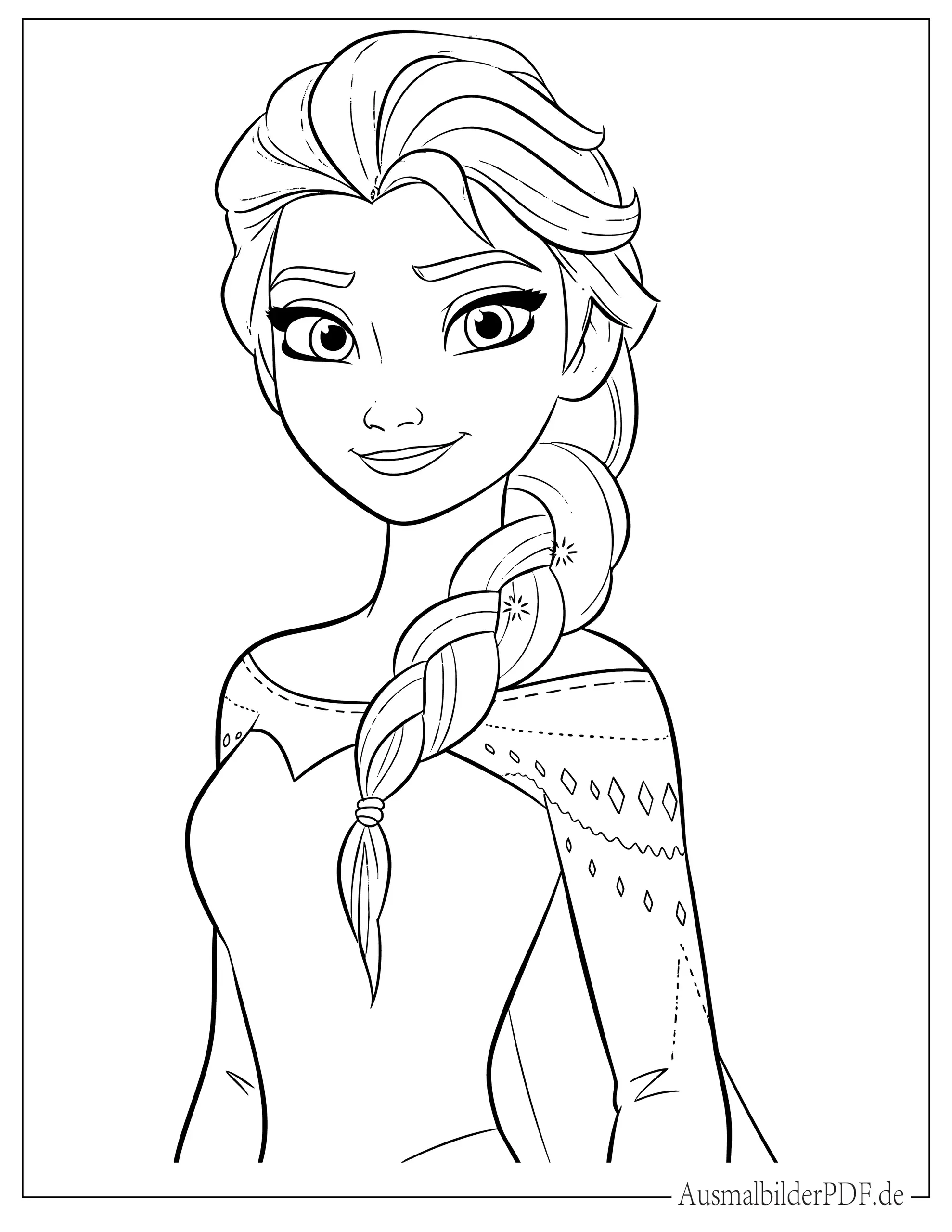 Einfache Prinzessin Elsa Ausmalbild für Kinder