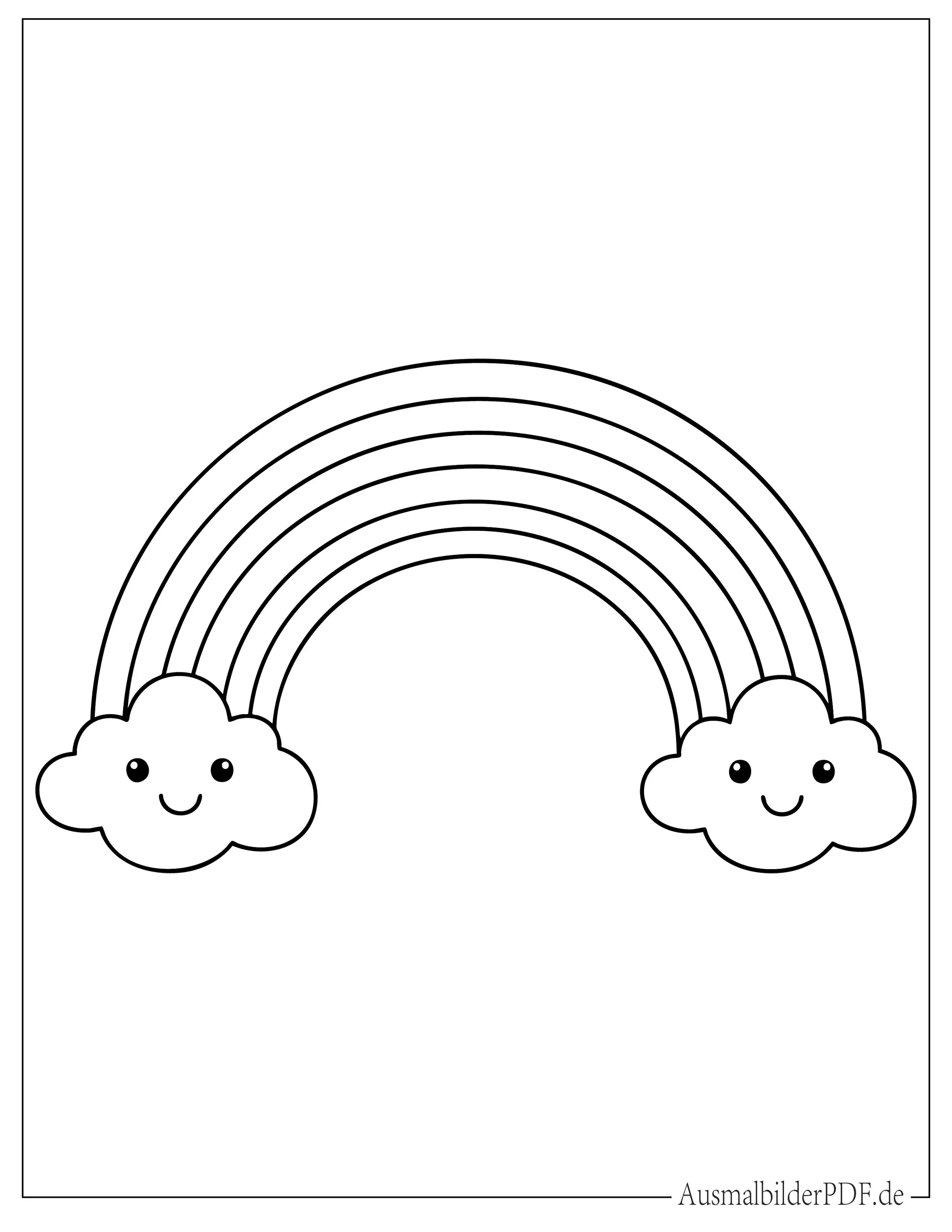 20 Regenbogen Ausmalbilder (Gratis Malvorlagen zum drucken) Einfache Regenbogen Malvorlage für Vorschulkinder