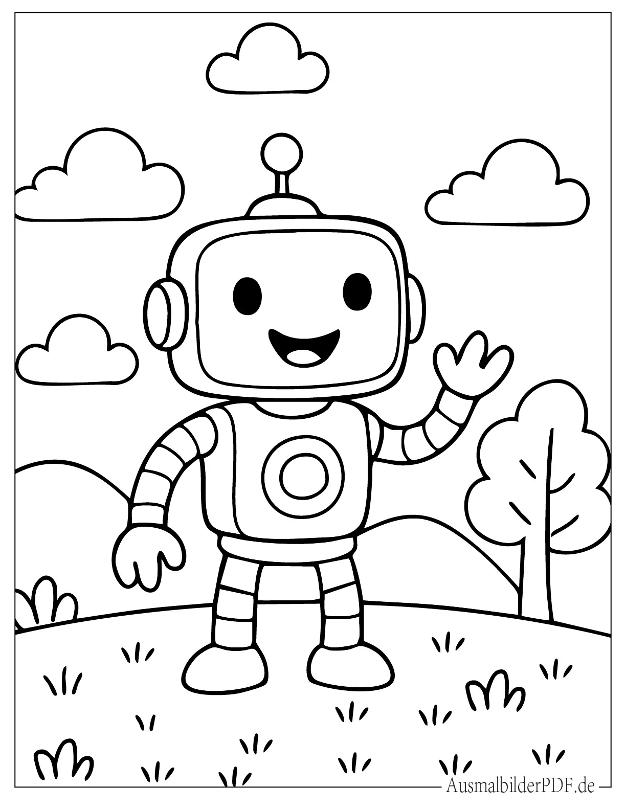 Einfache Roboter Malbild für Vorschulkinder