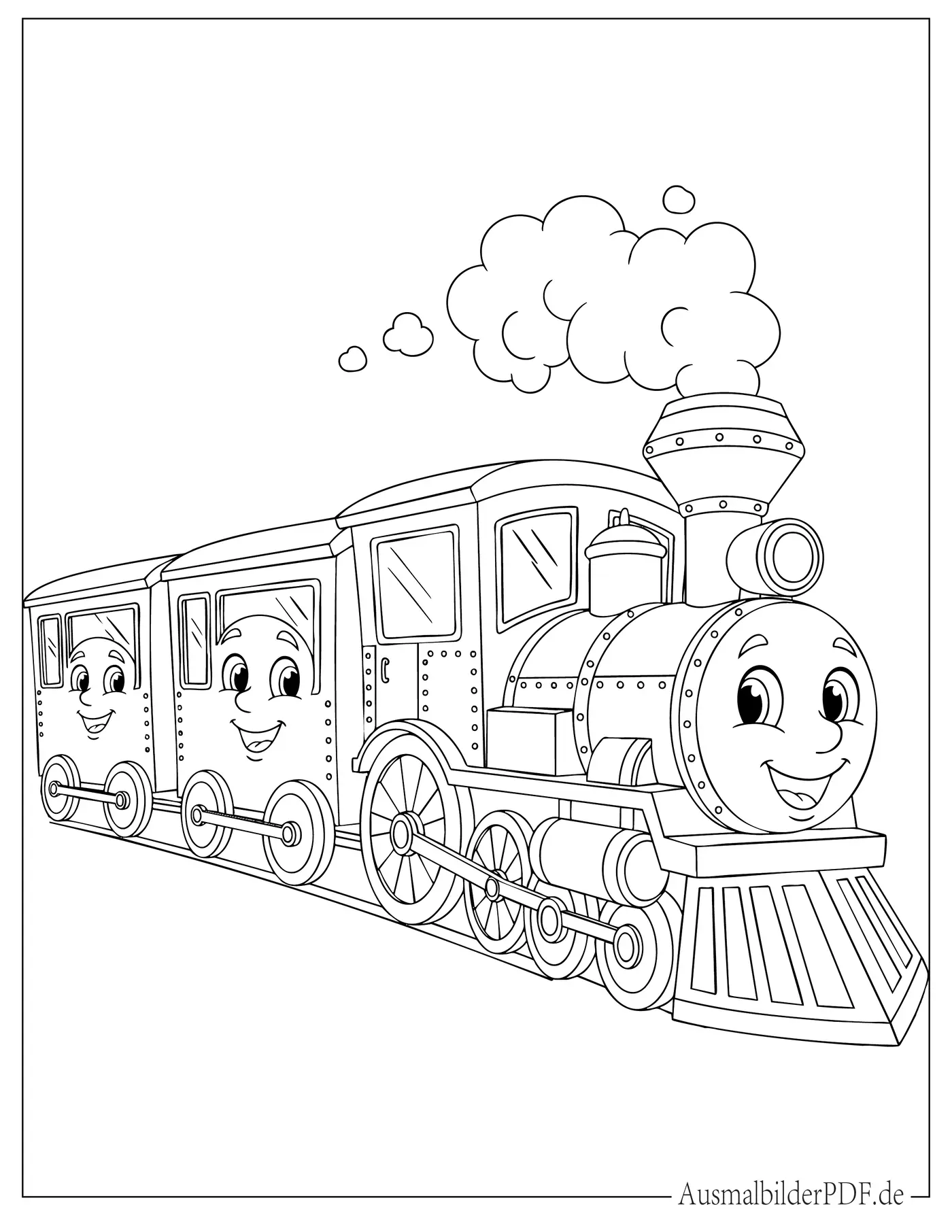 10+ Kostenlos Eisenbahn und Zug Ausmalbilder zum Ausdrucken) Einfacher Cartoon Zug zum Ausmalen für Kinder