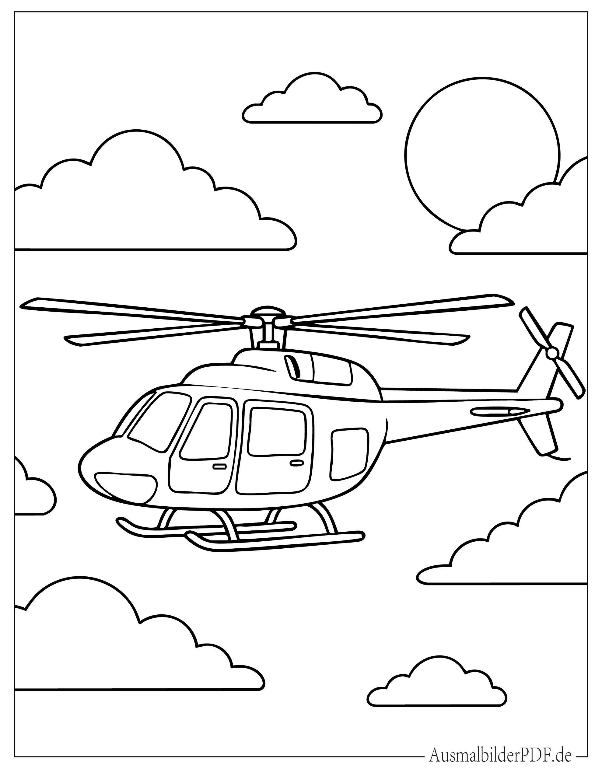 Einfacher Hubschrauber Umriss Malvorlage für Vorschulkinder