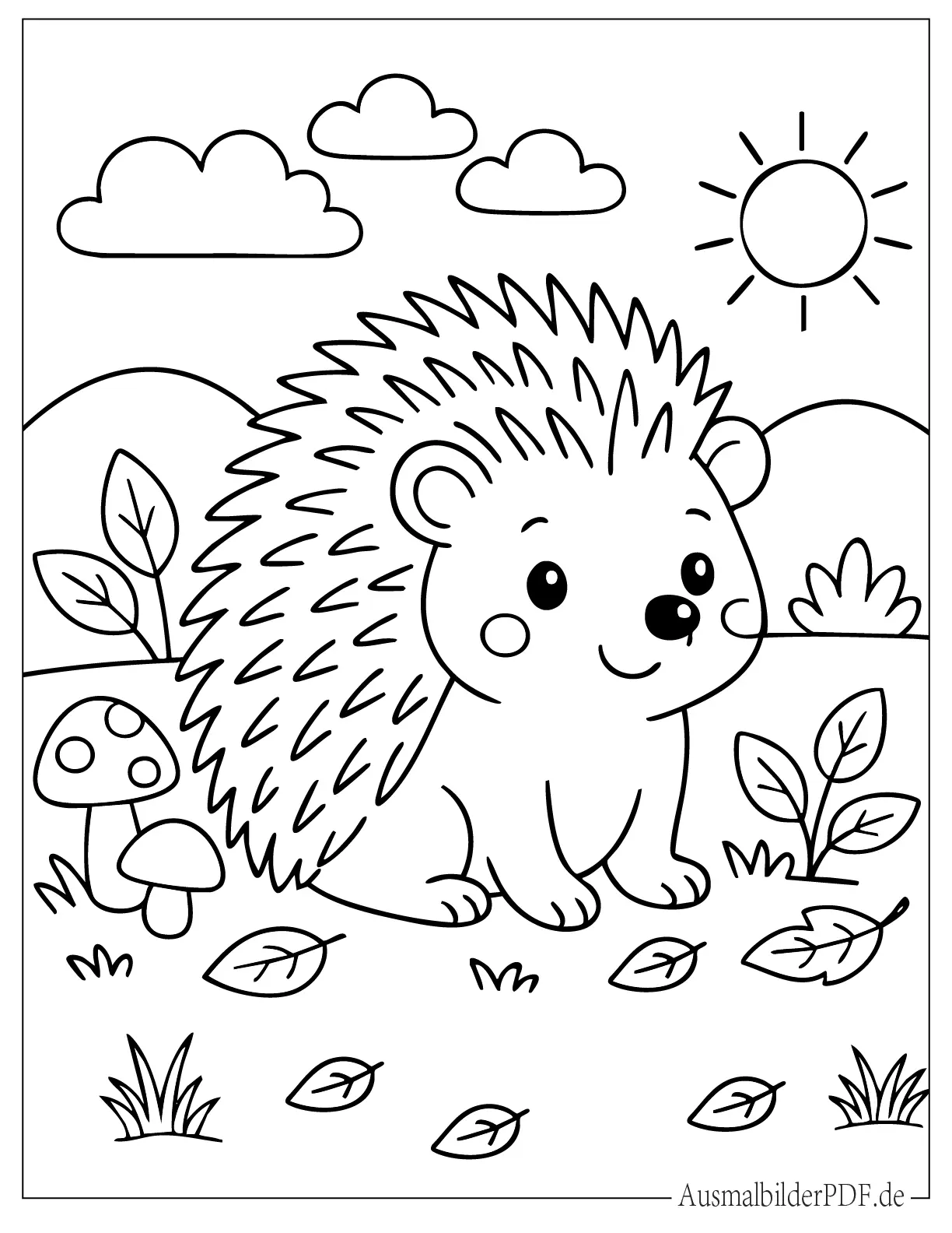 26 Ausmalbilder Igel (Kostenlose Druckvorlagen zum Download) Einfaches Igel Ausmalbild für Kinder