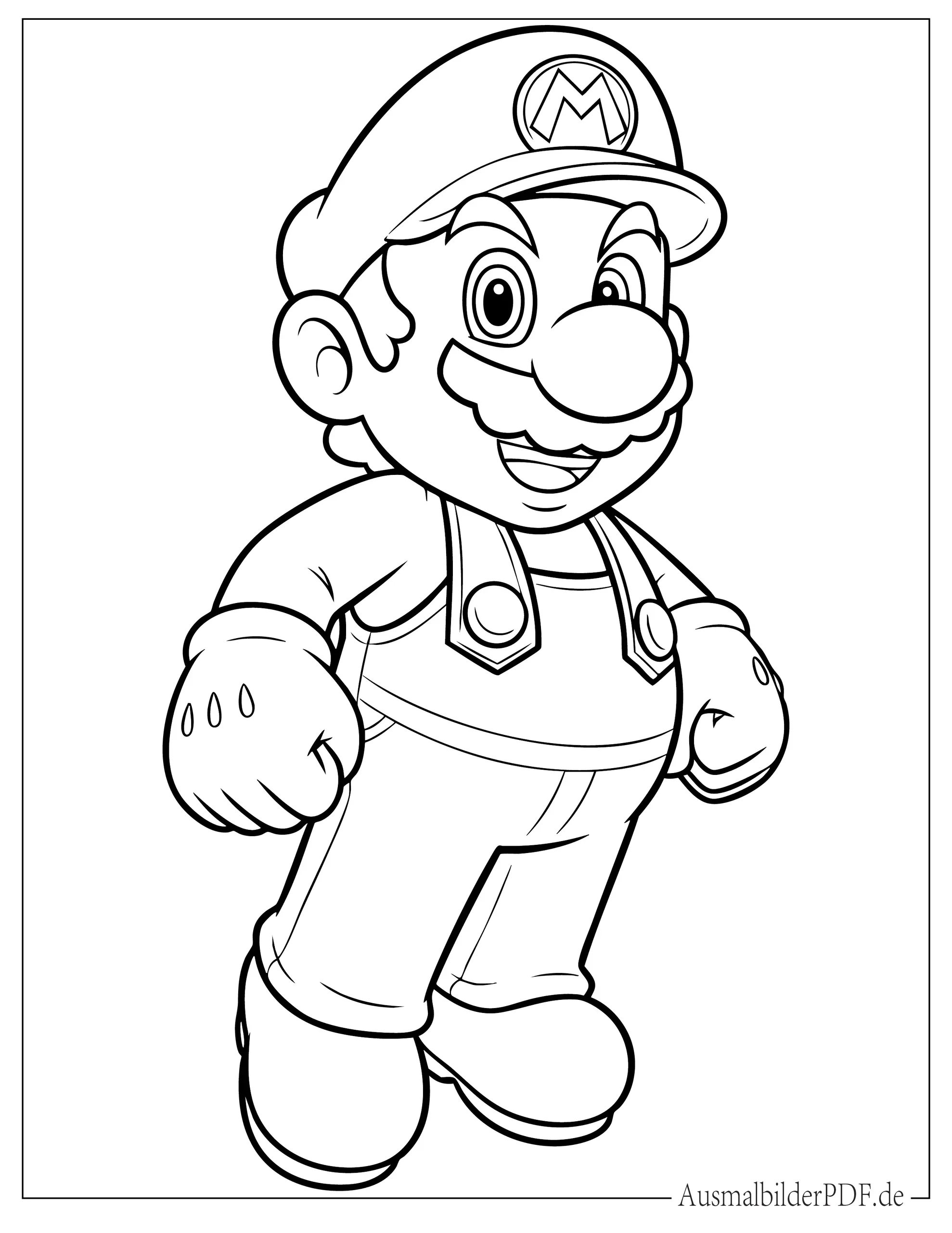 Einfacher Mario Umriss Ausmalbild für Vorschulkinder