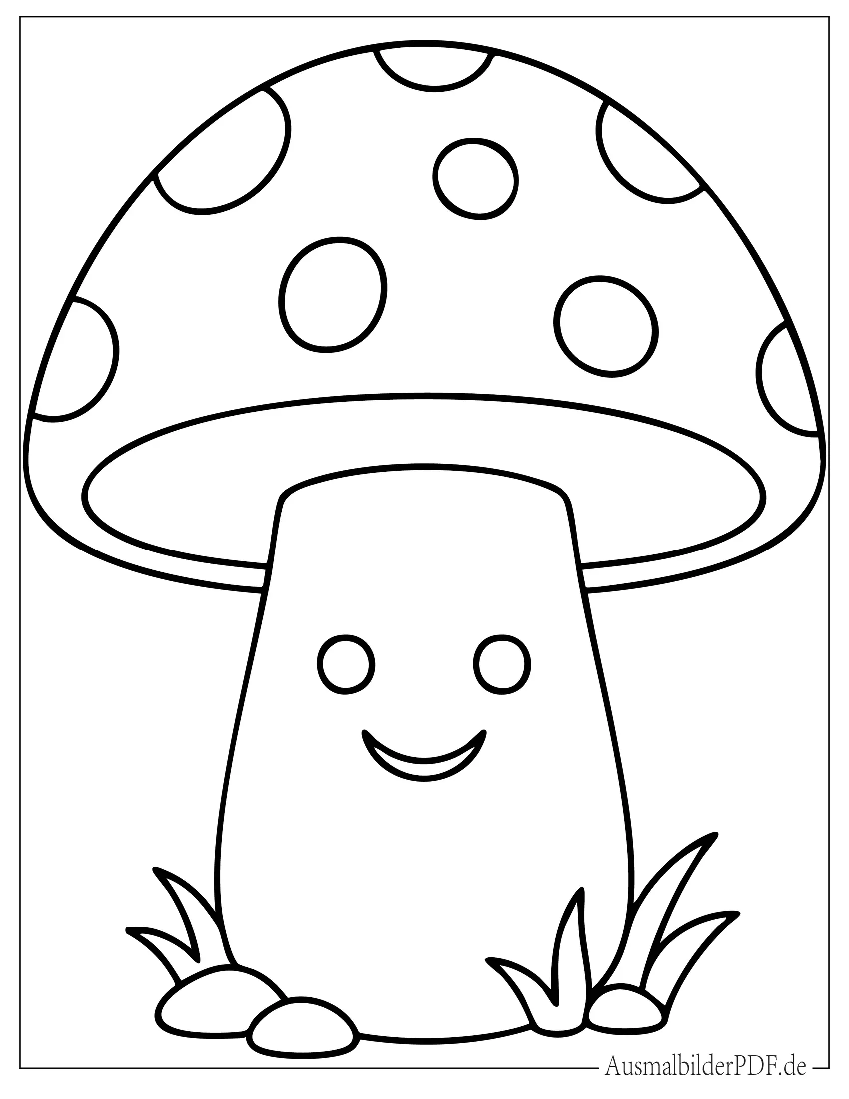 Einfacher Pilz Ausmalbild für Vorschulkinder