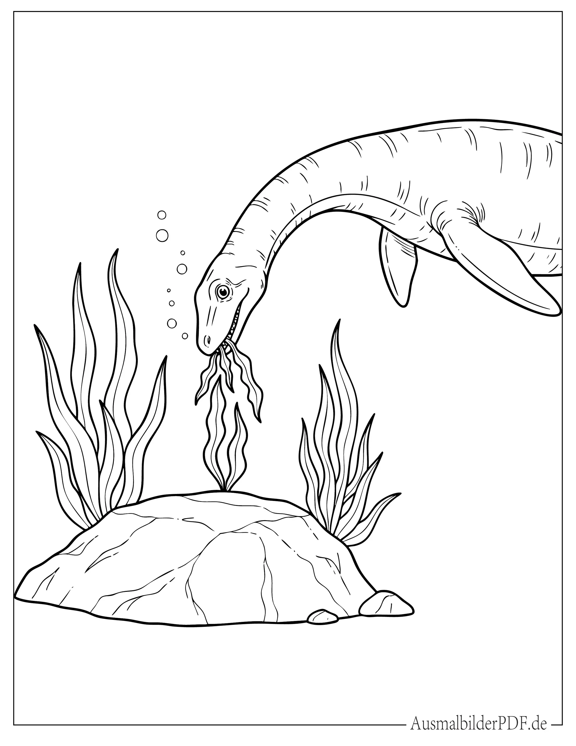 Plesiosaurus frisst Seetang unter Wasser zum Ausmalen