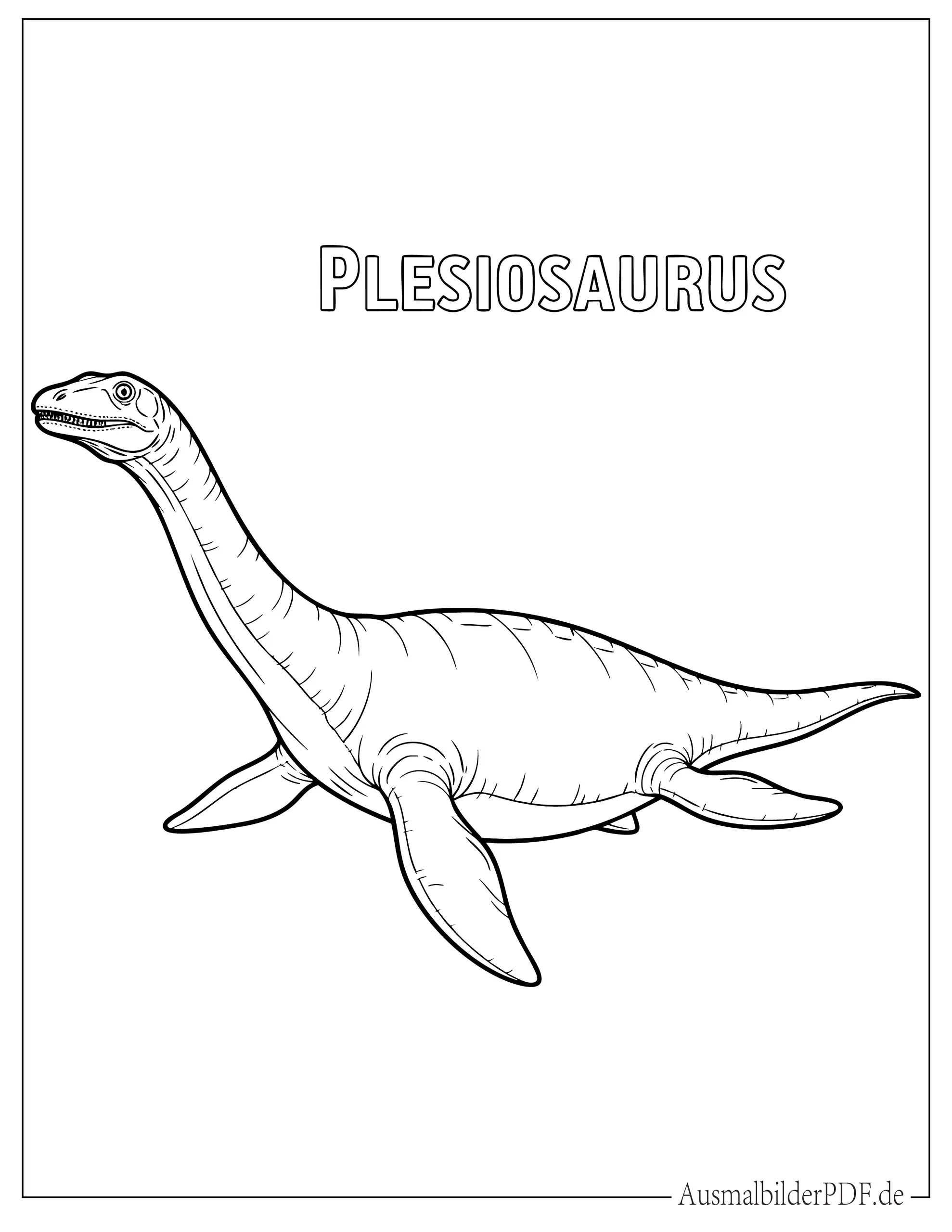 Einfacher Plesiosaurus Malvorlage für Vorschulkinder