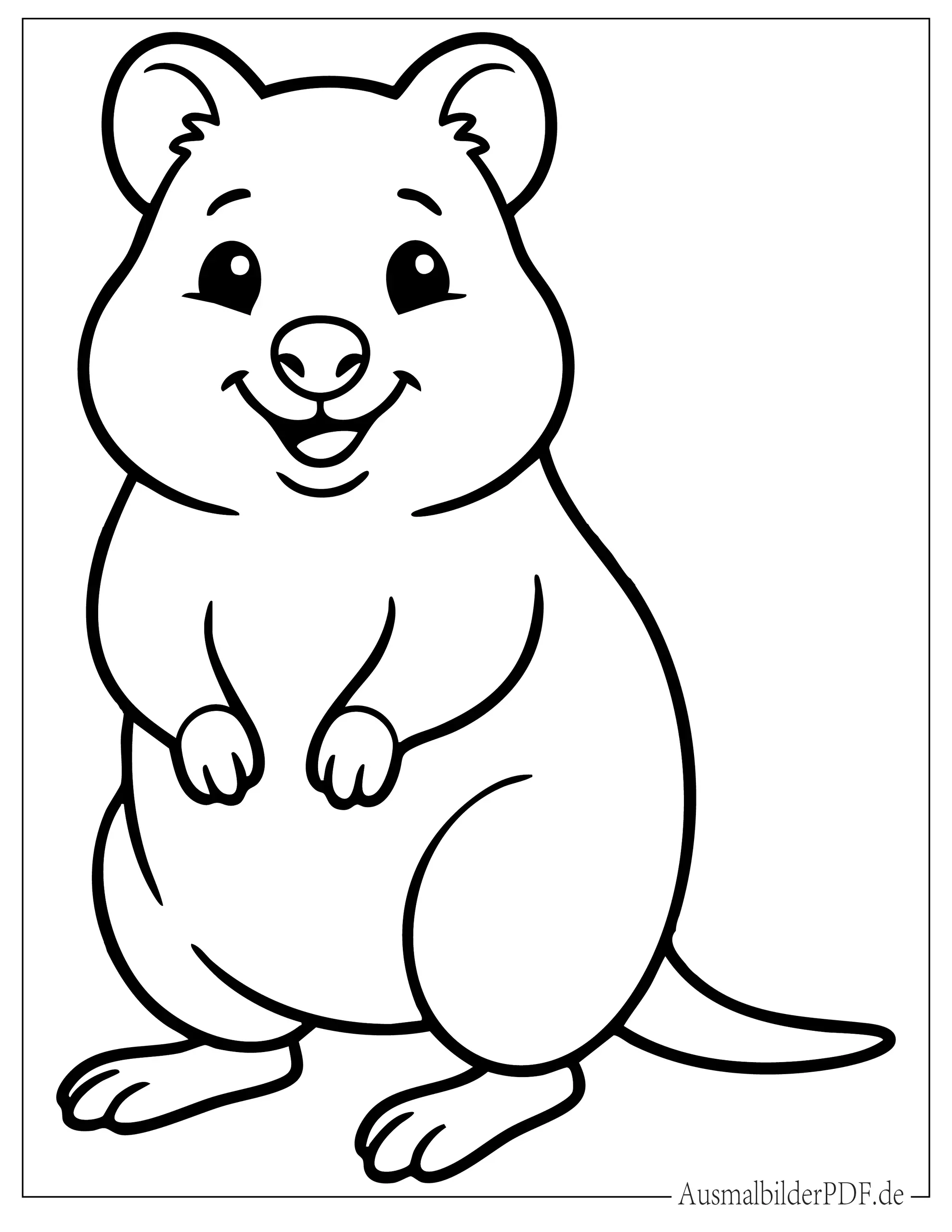 Einfacher Quokka Umriss zum Ausmalen für Vorschulkinder