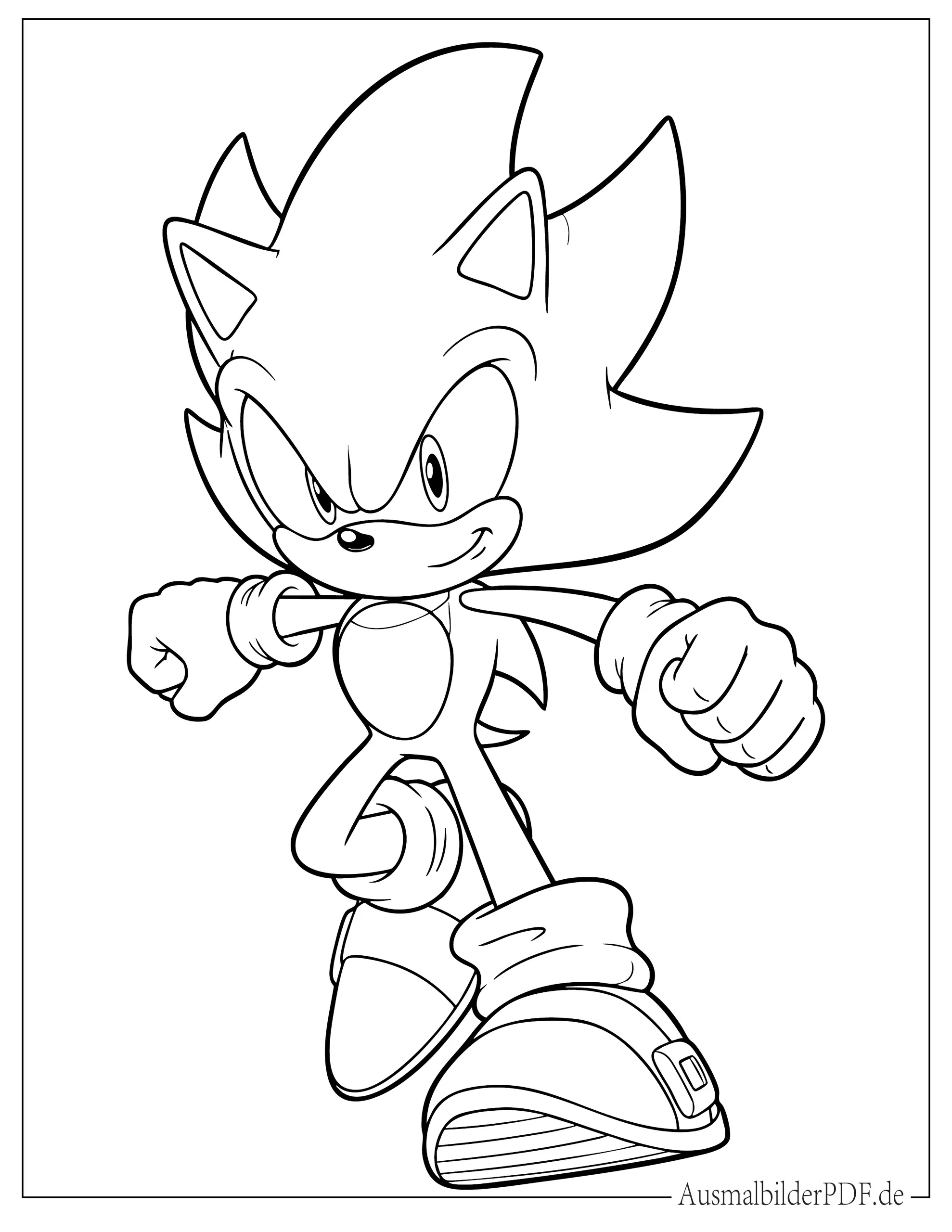 10+ Sonic Ausmalbilder (Gratis Malvorlagen zum Ausdrucken) Einfacher Sonic Ausmalbild für Kinder