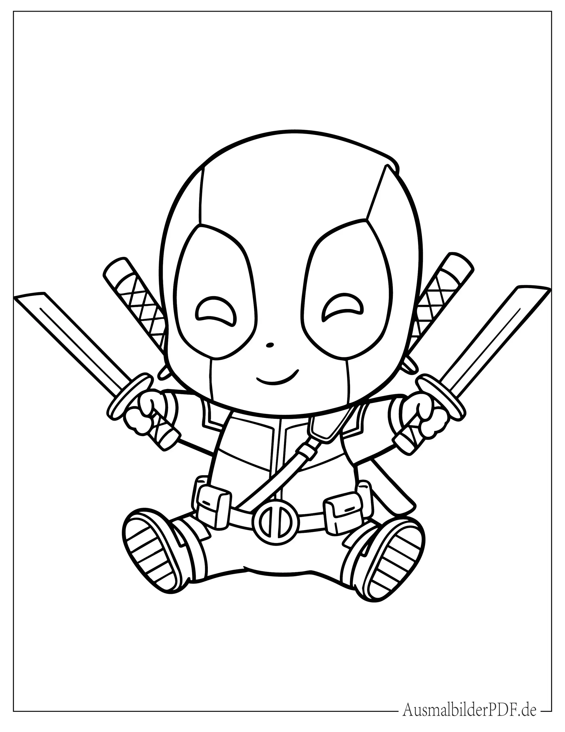 18 Deadpool Ausmalbilder (Gratis Malvorlagen zum drucken) Einfaches kleines Deadpool Malvorlage für Kinder