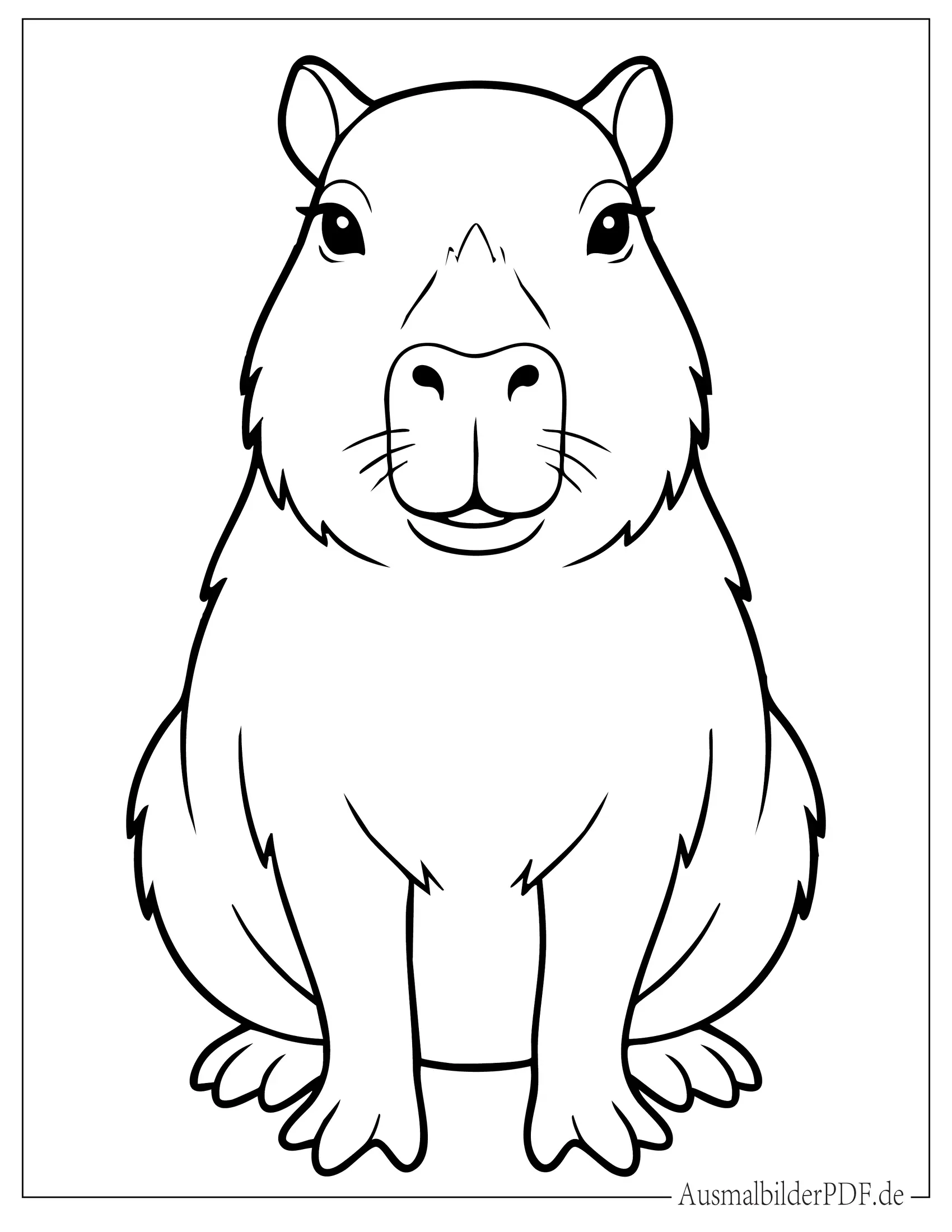 Einfaches Wasserschwein Ausmalbild für Vorschulkinder