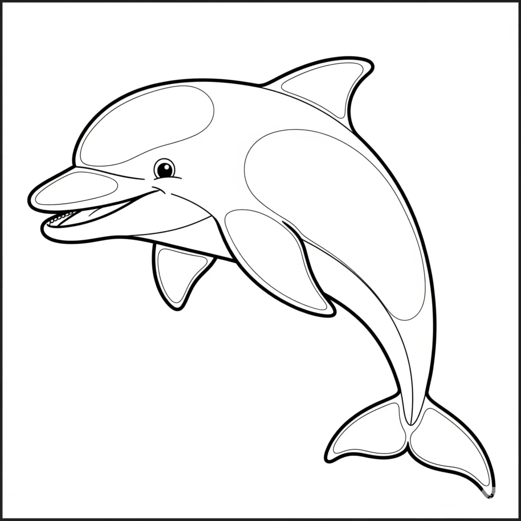 einfaches delfin ausmalbild kostenlos zum ausdrucken für kinder als pdf