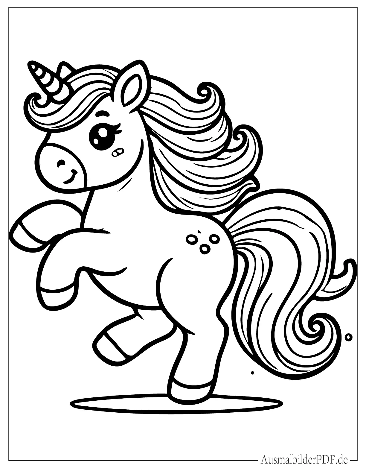 Einfaches Einhorn Ausmalbild für Vorschulkinder