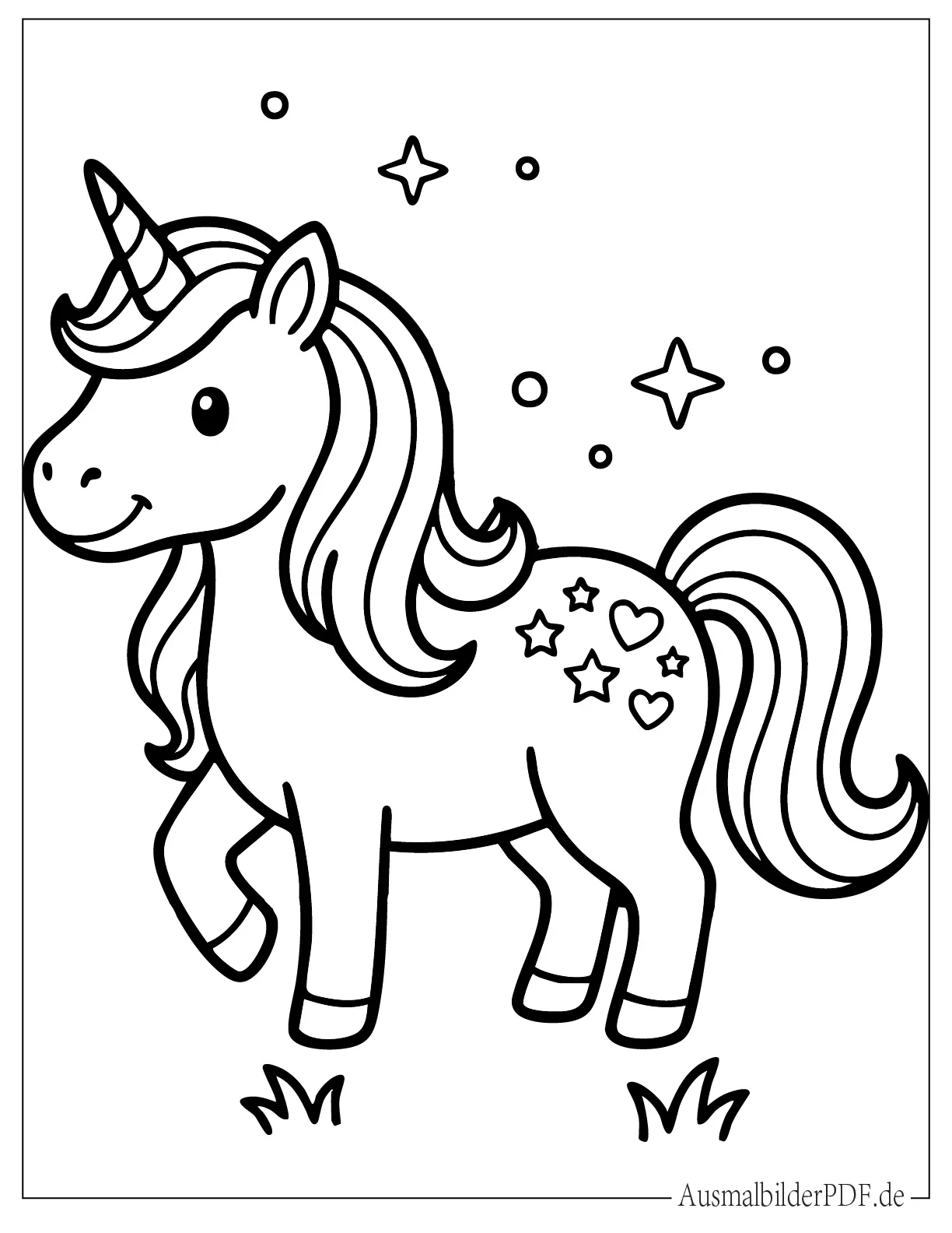 Einfaches Einhorn Ausmalvorlage für kleine Kinder