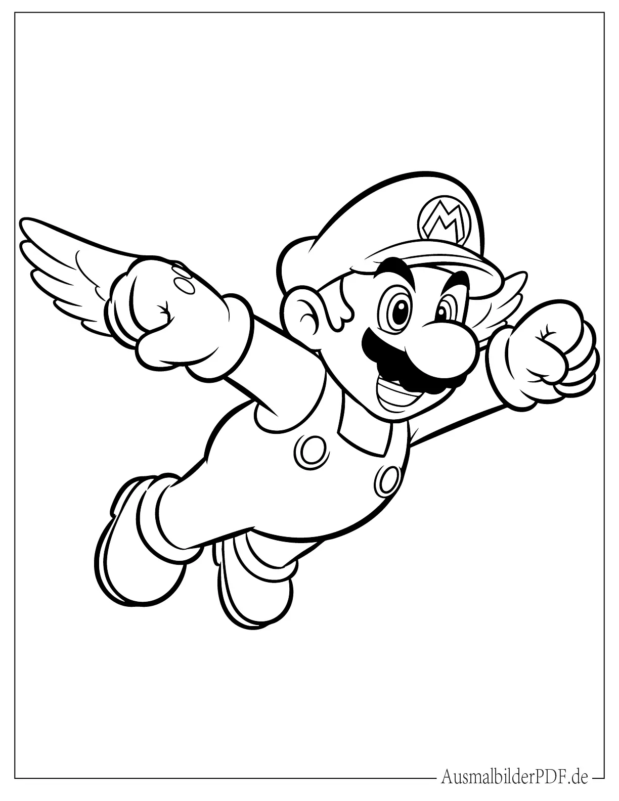 Einfacher fliegender Mario Ausmalbild für Kinder