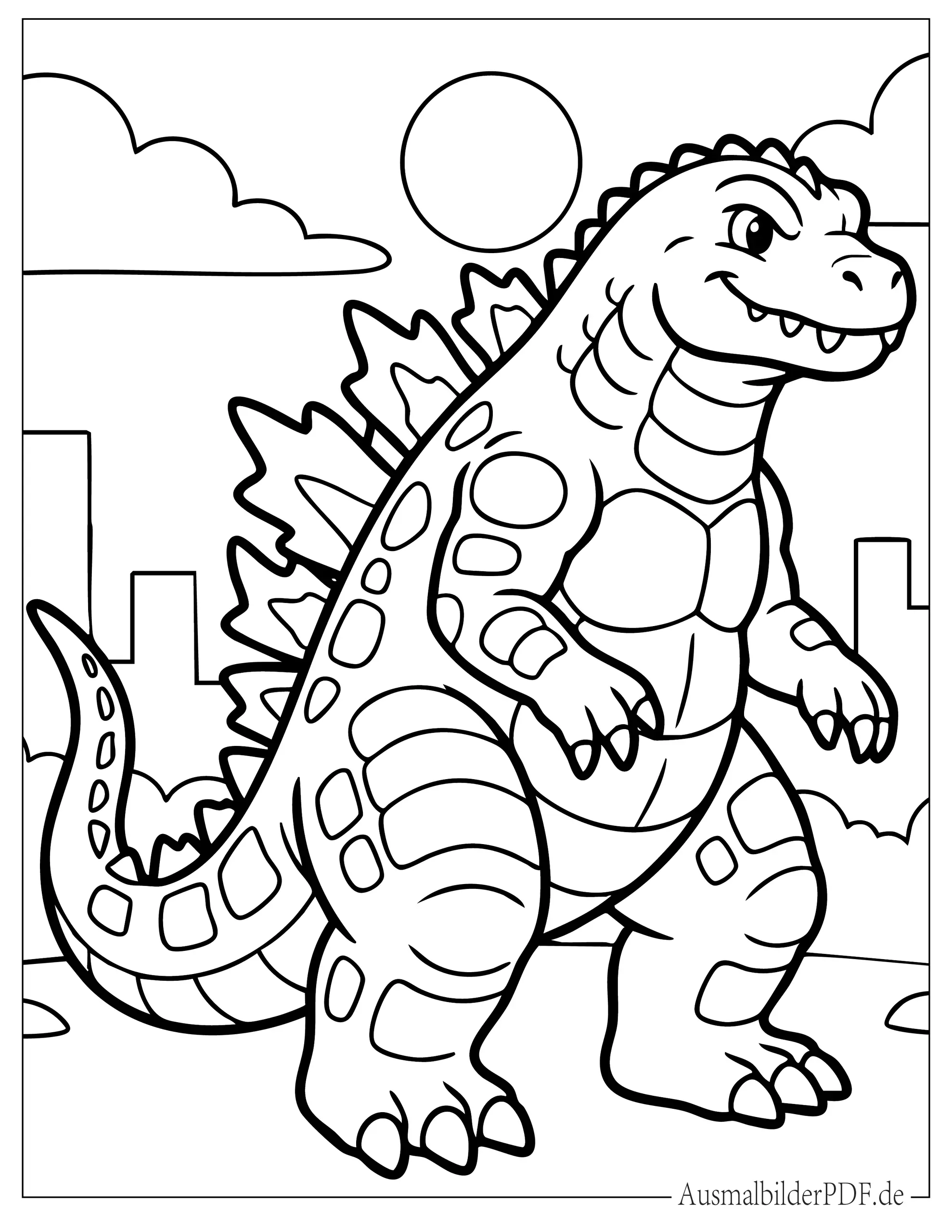 Einfacher kleiner Godzilla Ausmalbild für Kinder
