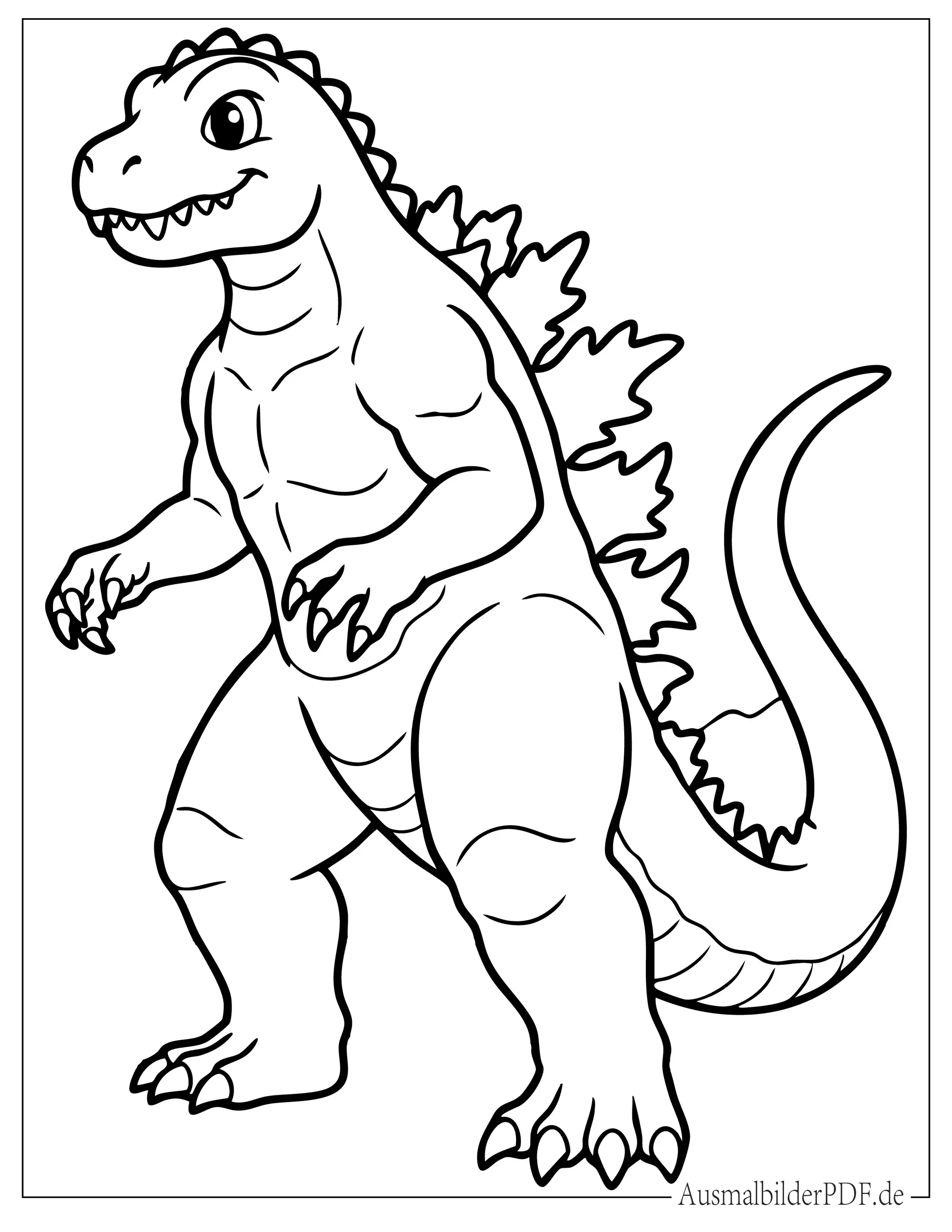 Einfaches Godzilla Umriss Malvorlage für Vorschulkinder