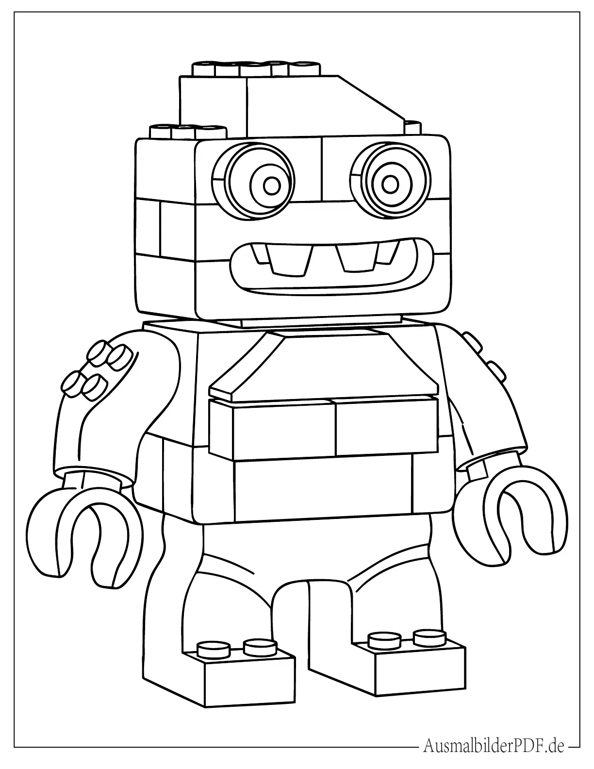 Einfaches Lego Monster Malvorlage für Kinder