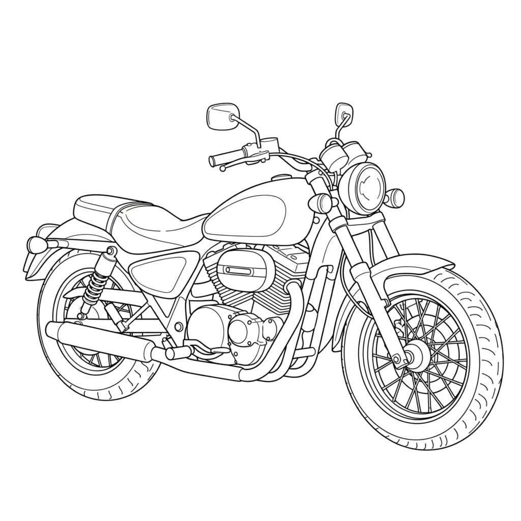 10+ Motorrad Ausmalbilder (Gratis Malvorlage zum Ausdrucken) Ausmalbild mit einfachem Motorrad für Kinder, als kostenlose Vorlage zum Ausdrucken und leichtes Ausmalen