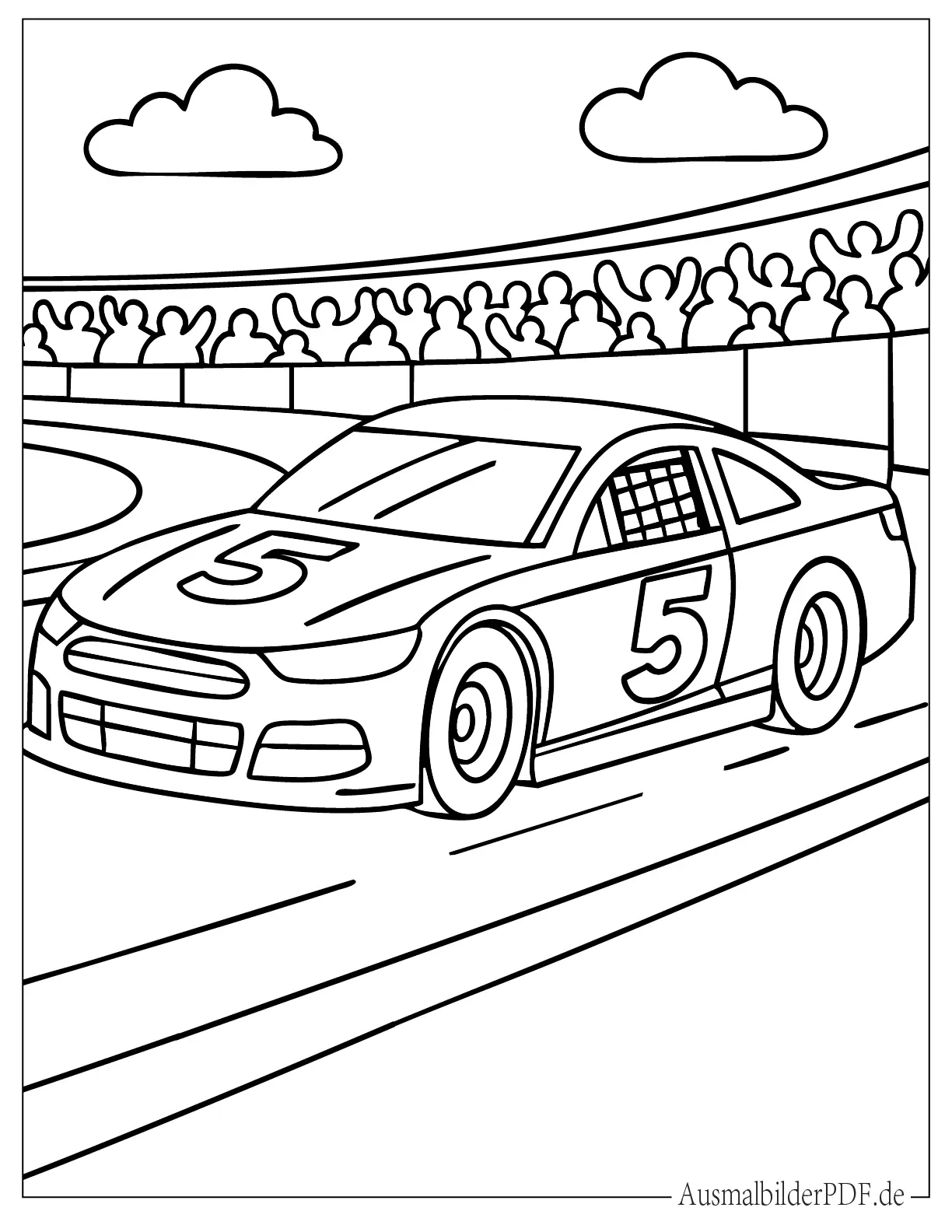 Einfaches NASCAR Auto Ausmalbild für Kinder
