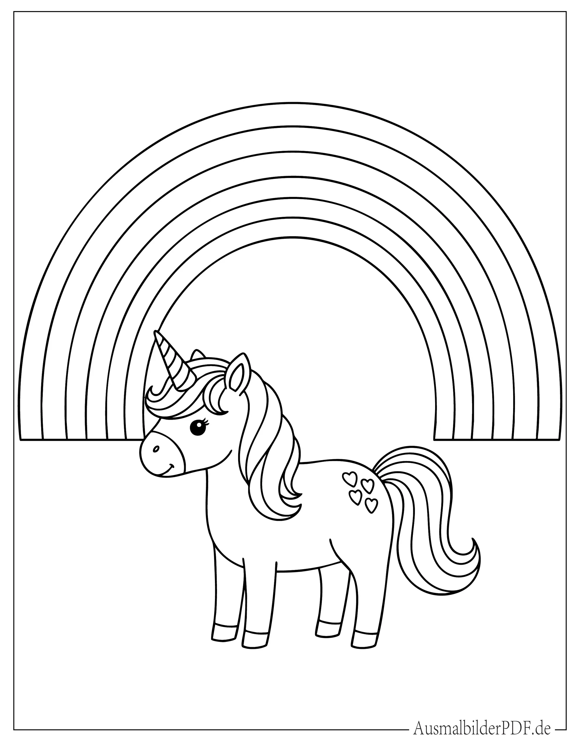 20 Regenbogen Ausmalbilder (Gratis Malvorlagen zum drucken) Einfaches Regenbogen und Einhorn zum Ausmalen