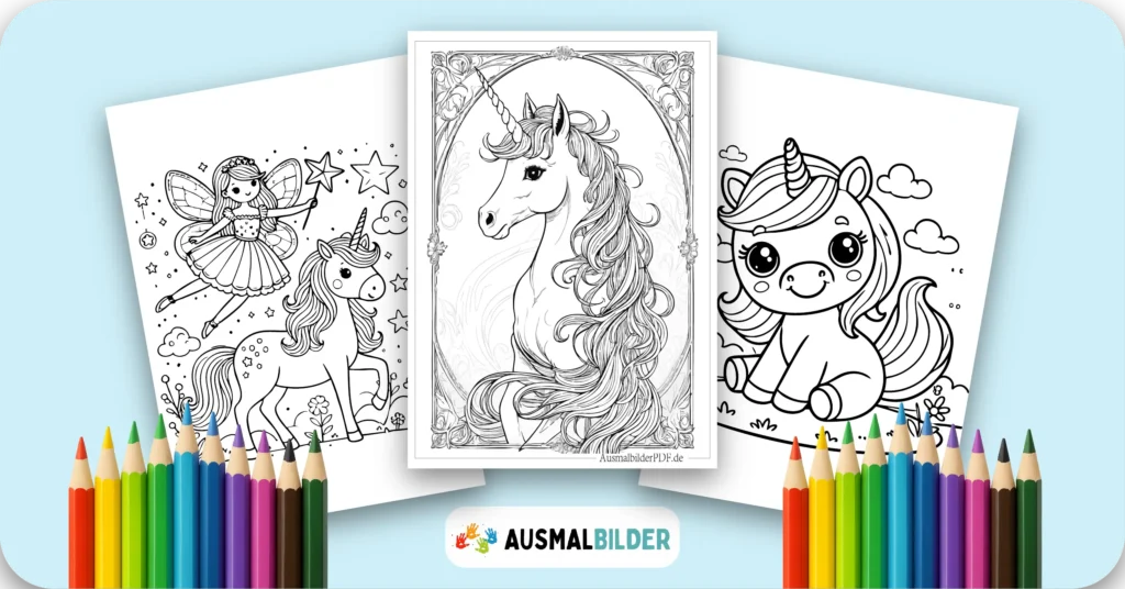 Einhorn Ausmalbilder kostenlose Malvorlagen zum Ausdrucken für Kinder und Erwachsene
