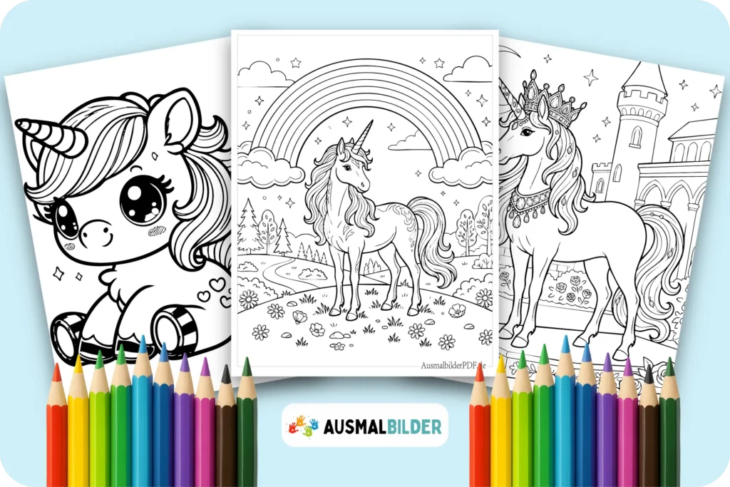 Einhorn Ausmalbilder kostenlose zum Ausdrucken für Kinder jeden Alters