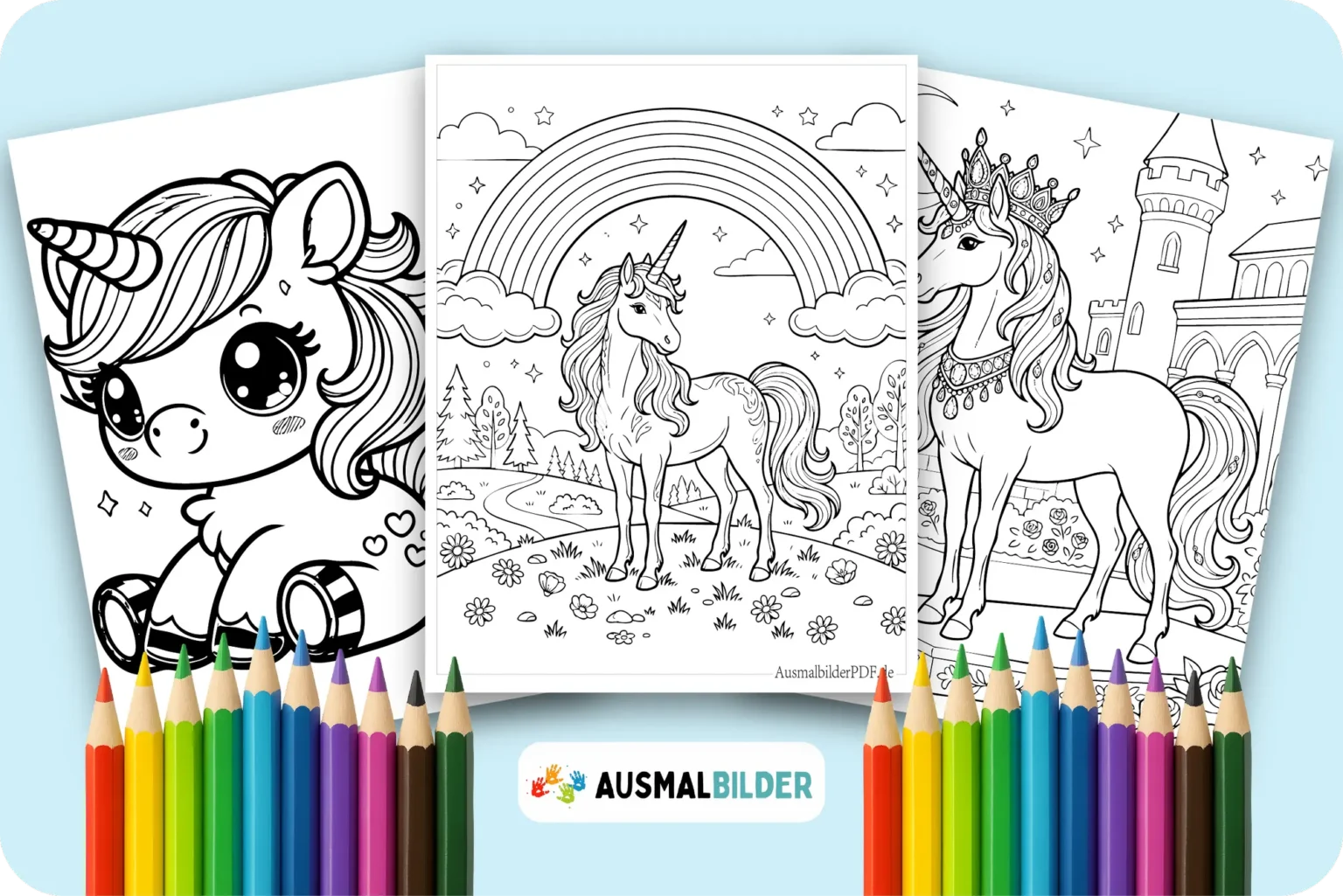 Einhorn Ausmalbilder kostenlose zum Ausdrucken für Kinder jeden Alters