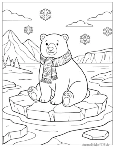 Eisbär mit Schal Ausmalbild
