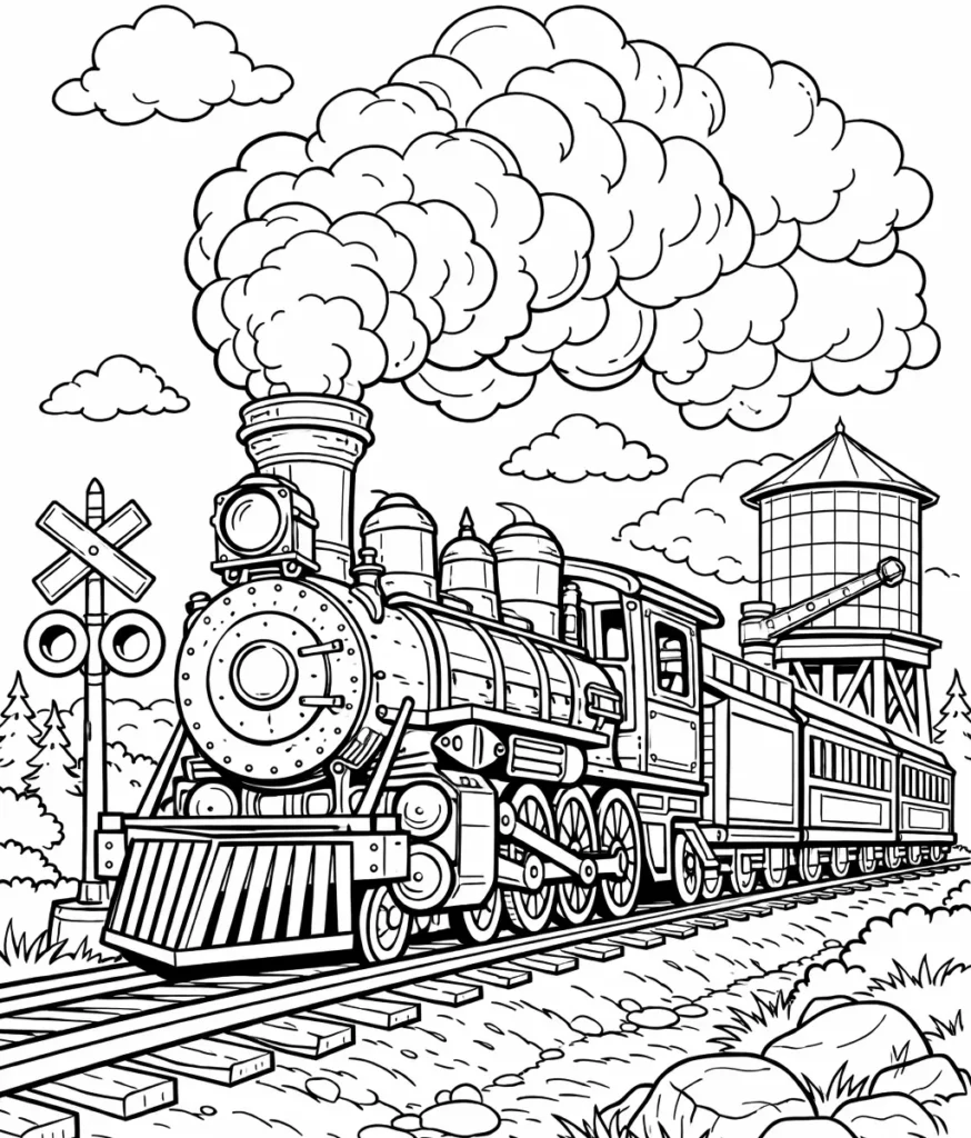 Eisenbahn Ausmalbilder (Gratis Malvorlage PDF zum drucken) Eisenbahn Ausmalbild für Kinder zum Ausdrucken und Ausmalen