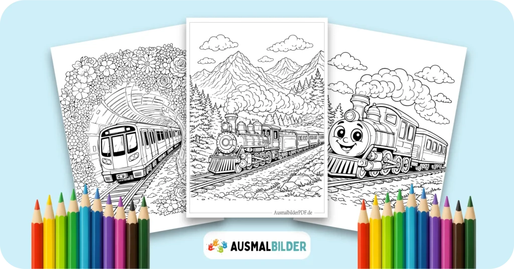 Eisenbahn Ausmalbilder kostenlose Malvorlagen zum Ausdrucken für Kinder und Erwachsene