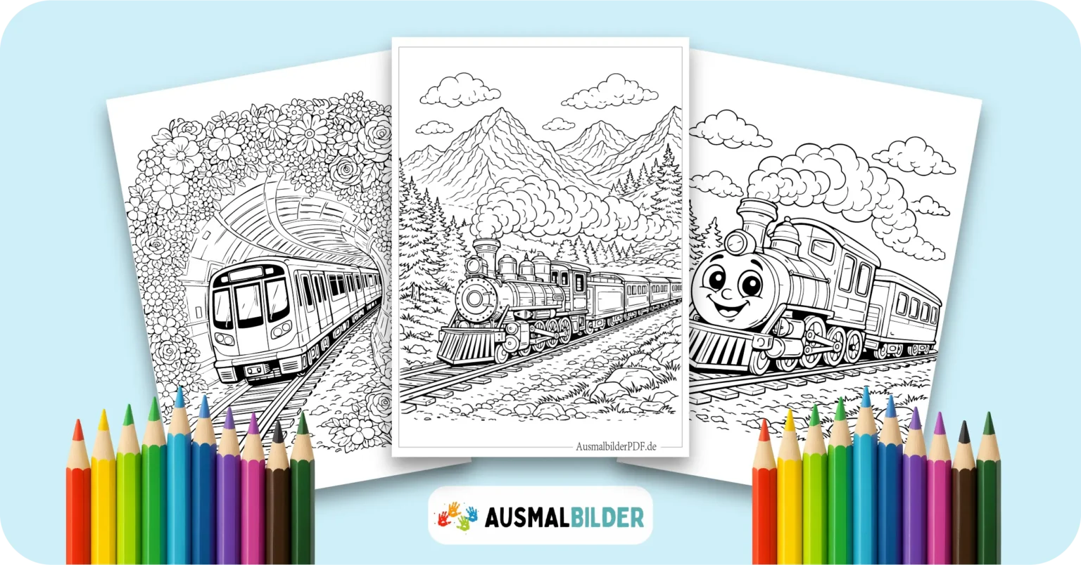 Eisenbahn Ausmalbilder kostenlose Malvorlagen zum Ausdrucken für Kinder und Erwachsene