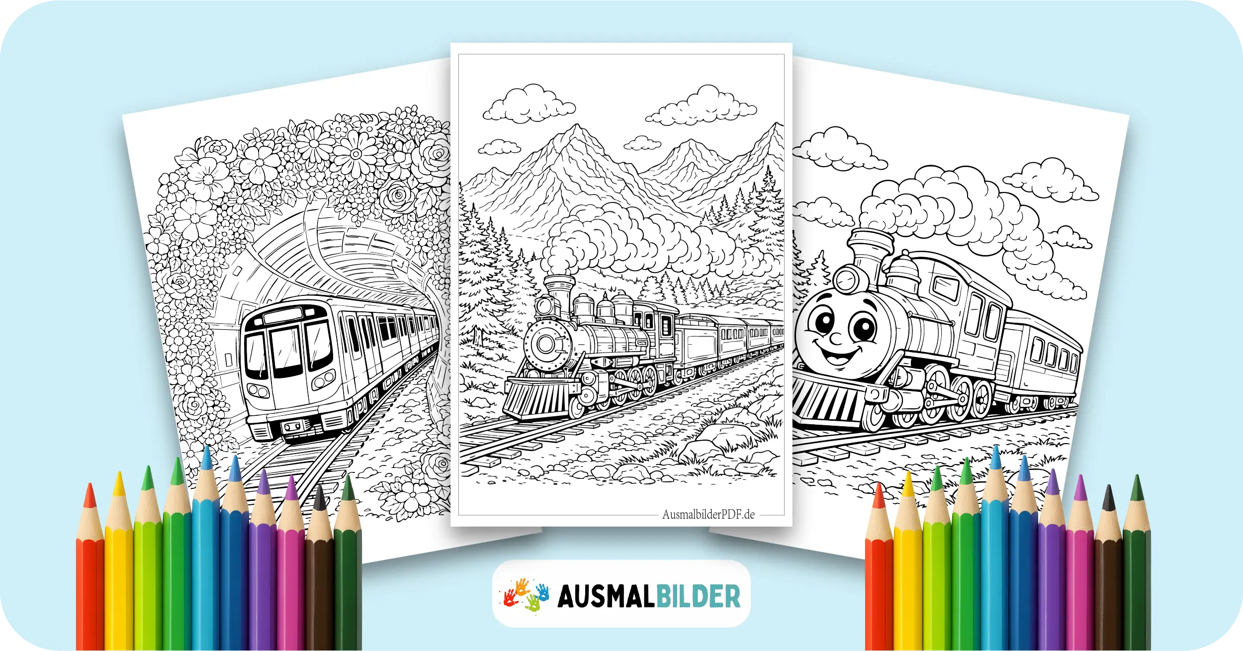 Eisenbahn Ausmalbilder kostenlose Malvorlagen zum Ausdrucken für Kinder und Erwachsene