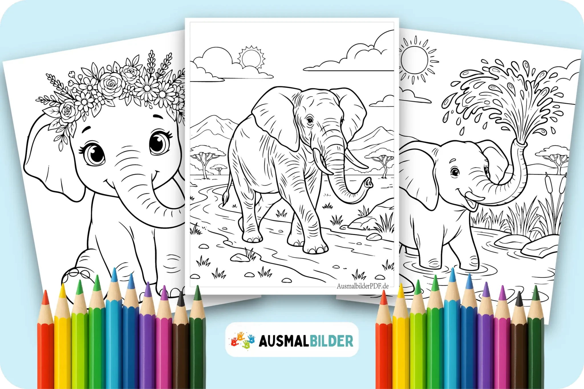 Elefant Ausmalbilder kostenlose zum Ausdrucken für Kinder und Erwachsene