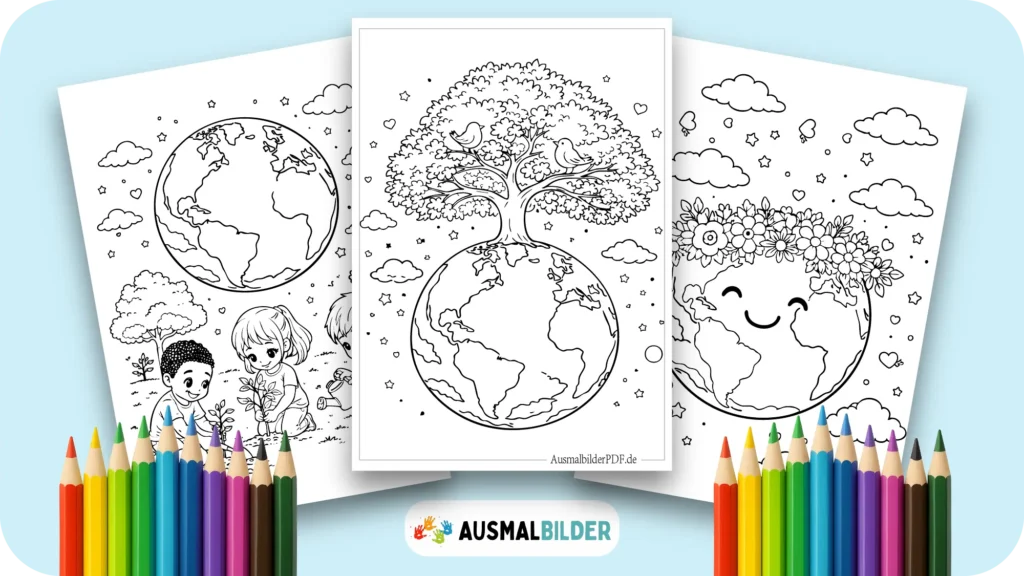 Erde Ausmalbilder kostenlose Vorlagen zum Ausdrucken für Kinder jeden Alters