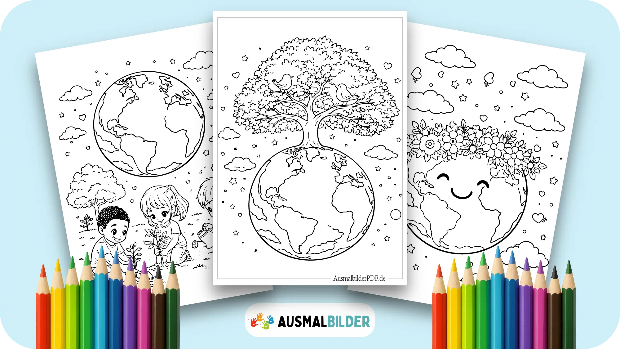 Erde Ausmalbilder kostenlose Vorlagen zum Ausdrucken für Kinder jeden Alters