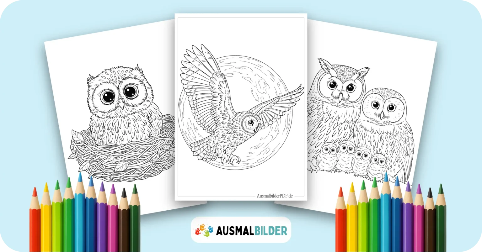 Eule Ausmalbilder kostenlose Malvorlagen zum Ausdrucken für Kinder und Erwachsene