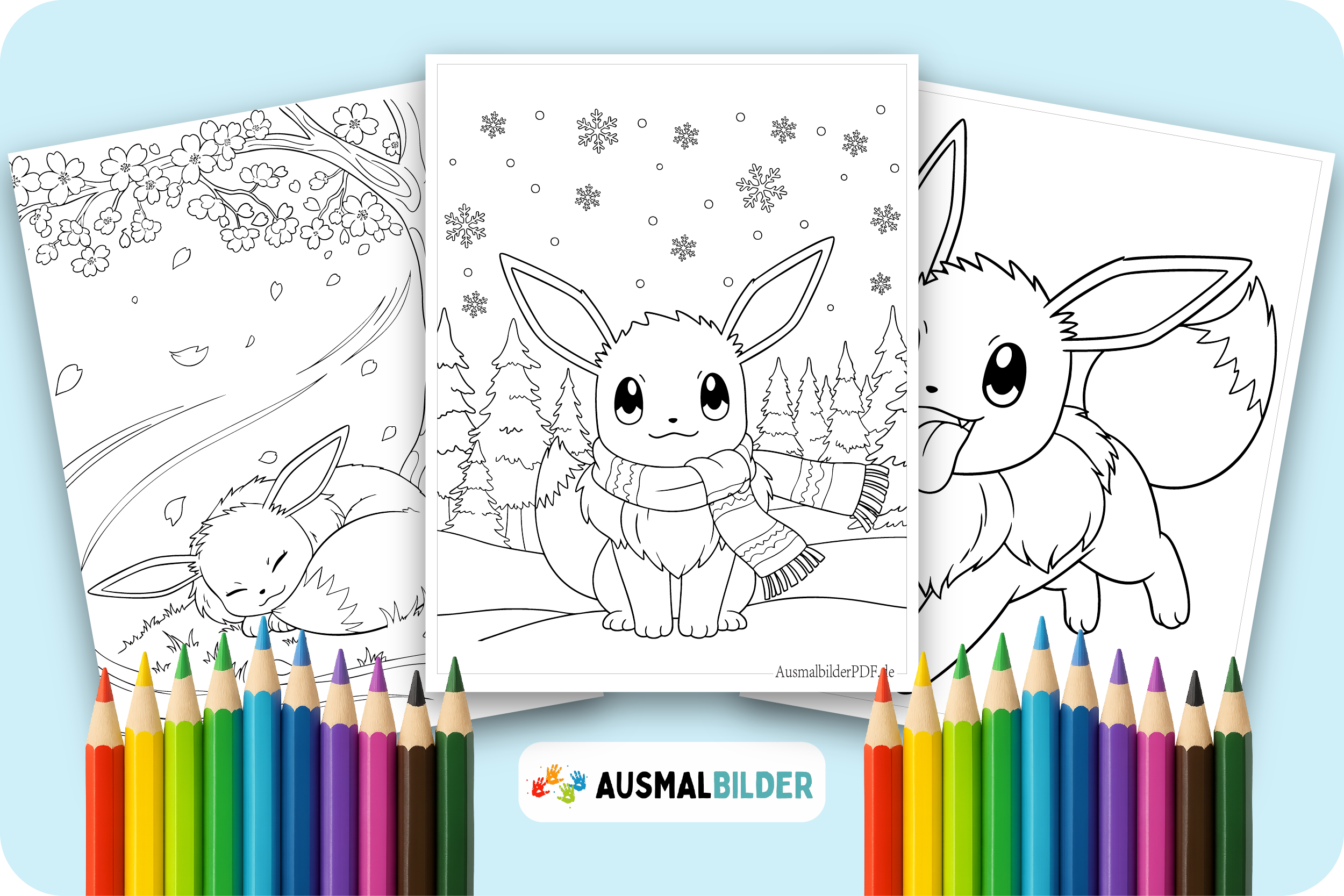 Evoli Ausmalbilder kostenlose Malvorlagen zum Ausdrucken für Kinder und Pokémon Fans