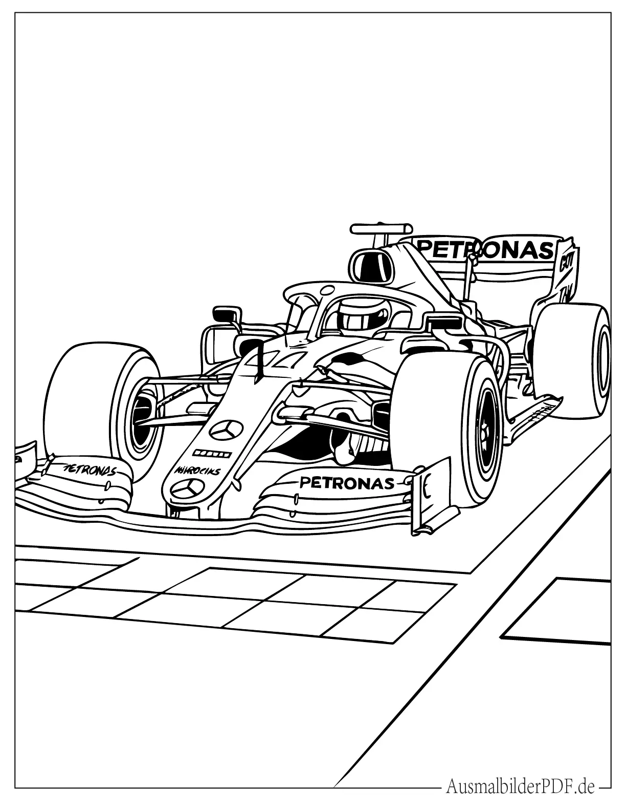 Formel 1 Mercedes Rennauto Ausmalbild