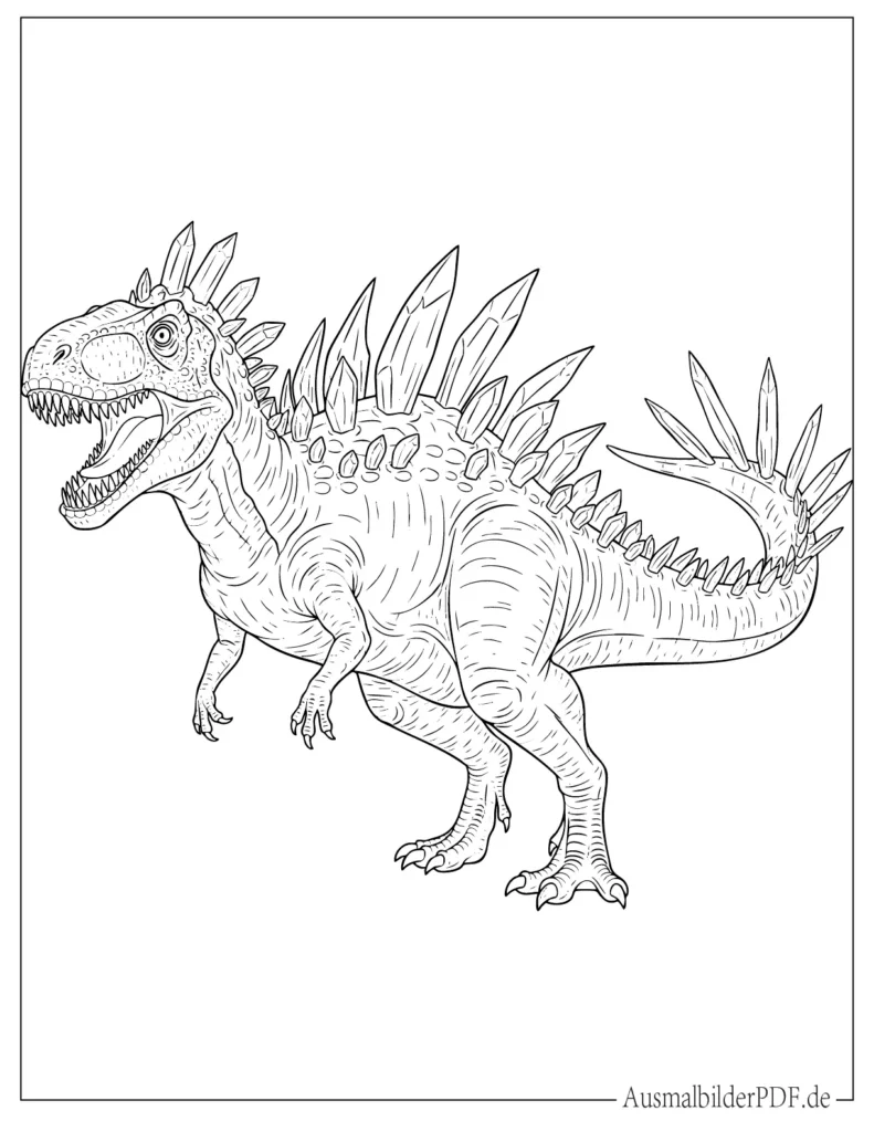 Fantasie Allosaurus mit Kristallstacheln zum Ausmalen