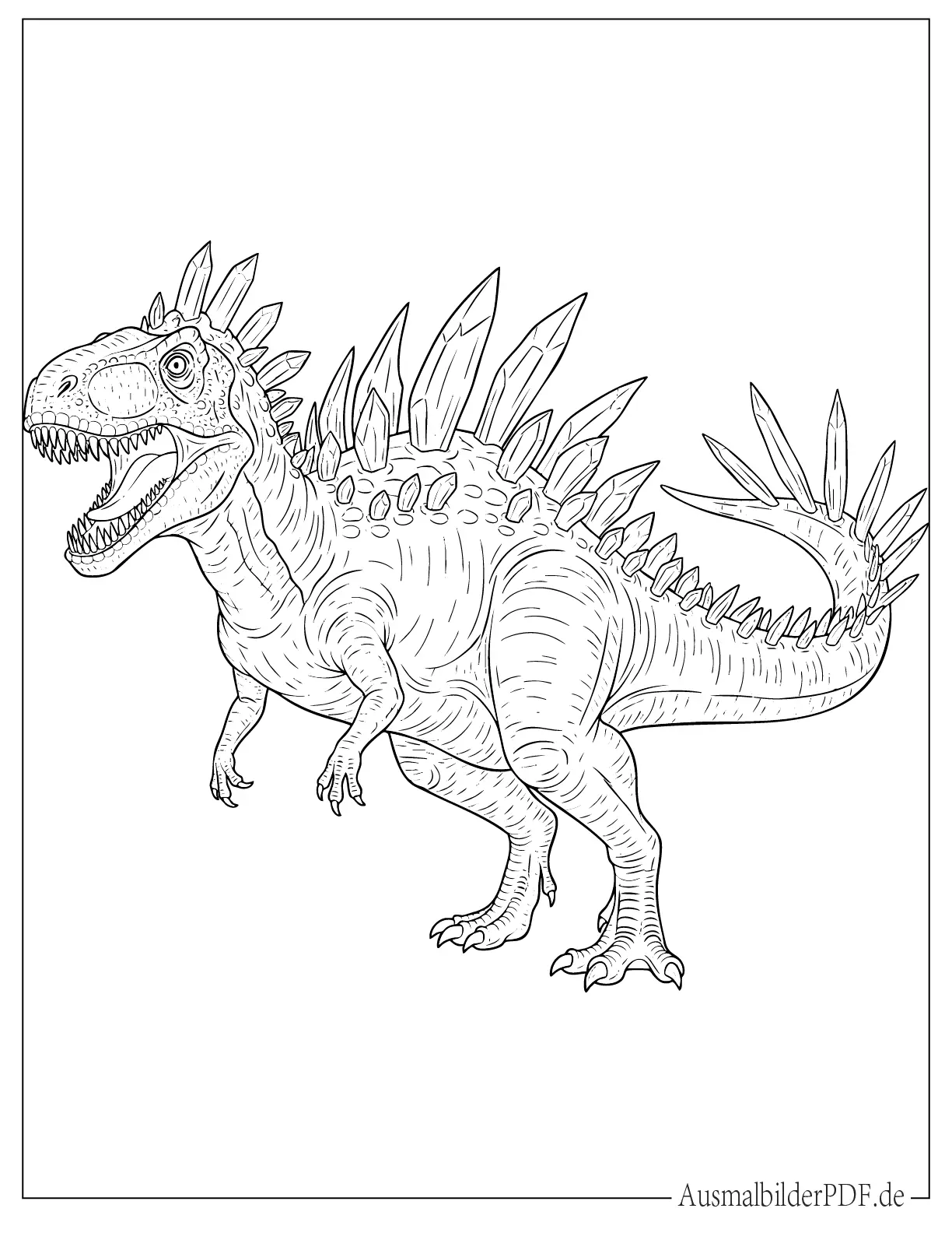 Fantasie Allosaurus mit Kristallstacheln zum Ausmalen