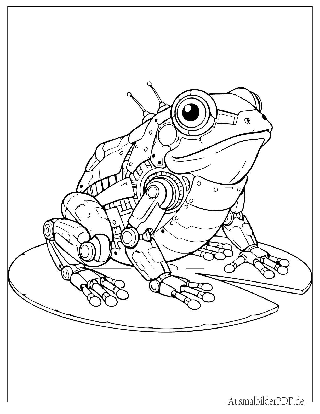 Fantasie Roboter Frosch Ausmalbild zum Ausdrucken