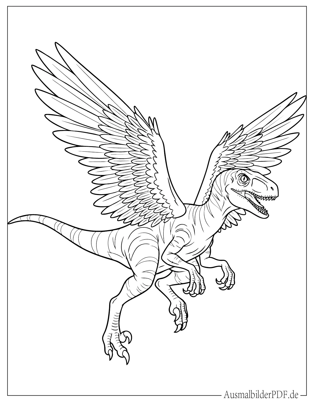 18 Velociraptor Ausmalbilder (Gratis Malvorlage zum Drucken) Fantasie Velociraptor Dino mit Flügeln zum Ausmalen