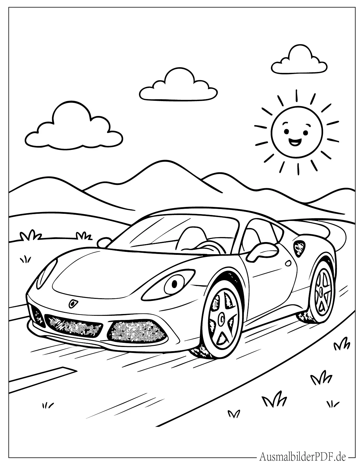 Einfaches Ferrari Ausmalbild für Kinder