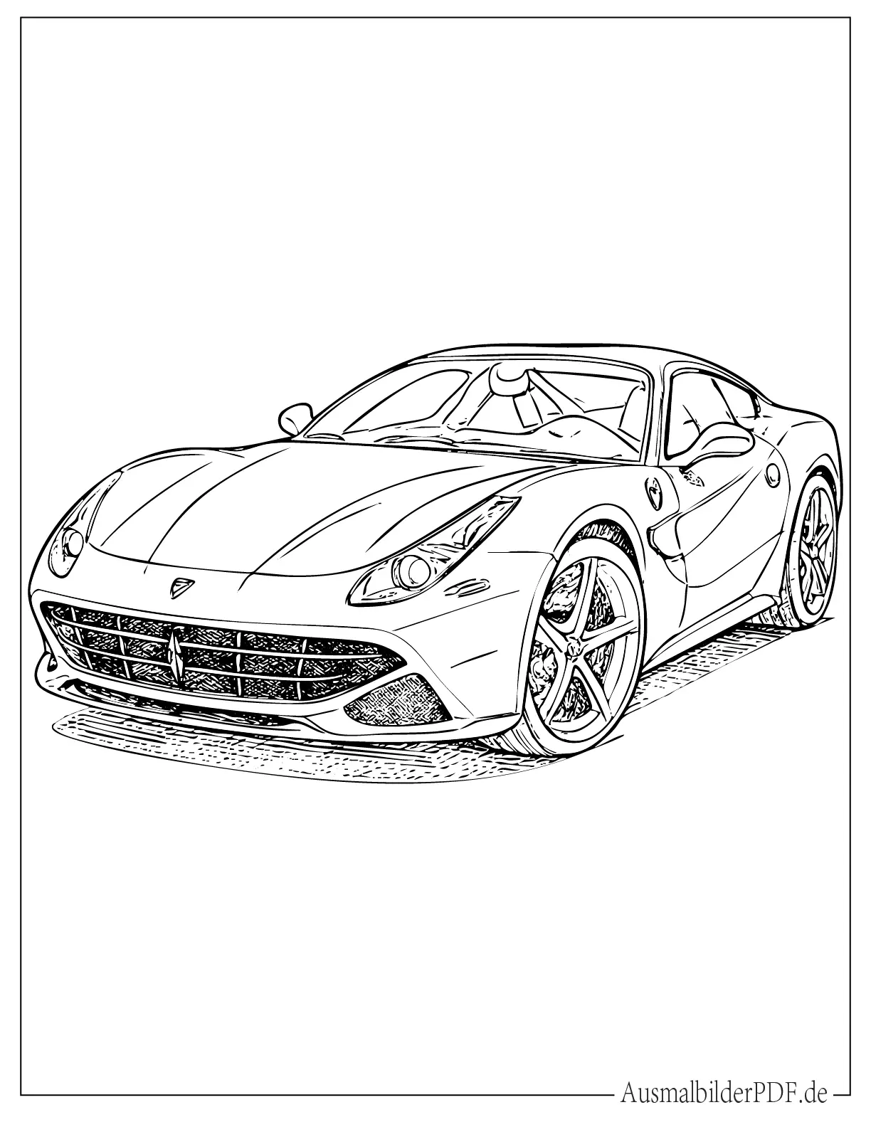 Ferrari Ausmalbild zum Ausdrucken für Kinder