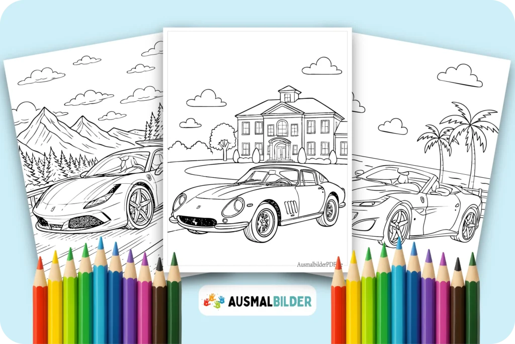 Ferrari Ausmalbilder kostenlose Malvorlagen zum Ausdrucken für Kinder und Erwachsene
