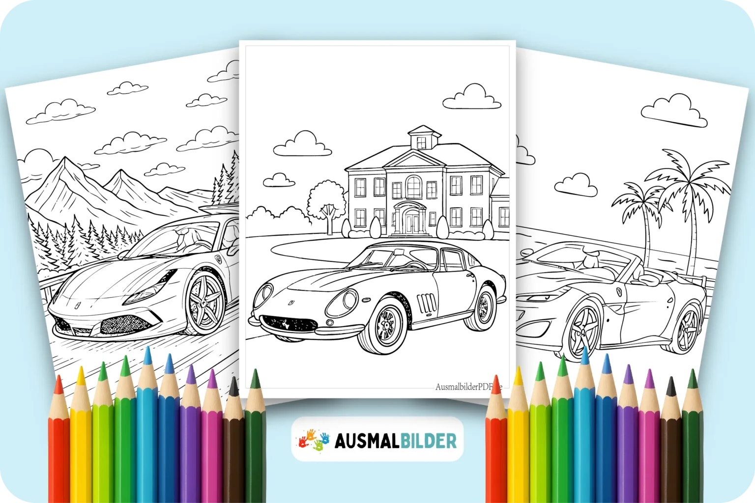 Ferrari Ausmalbilder kostenlose Malvorlagen zum Ausdrucken für Kinder und Erwachsene