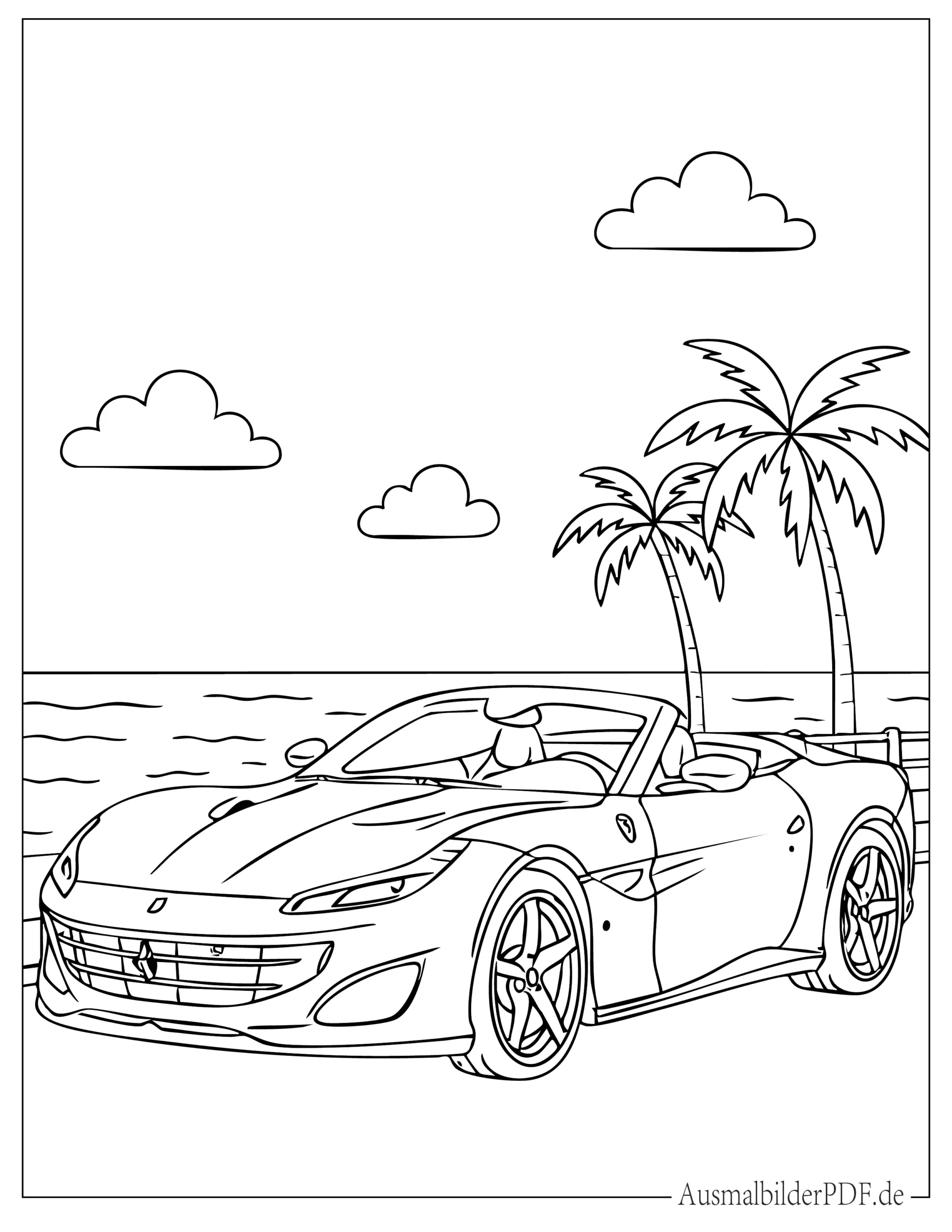 Eleganter Ferrari Portofino Ausmalbild